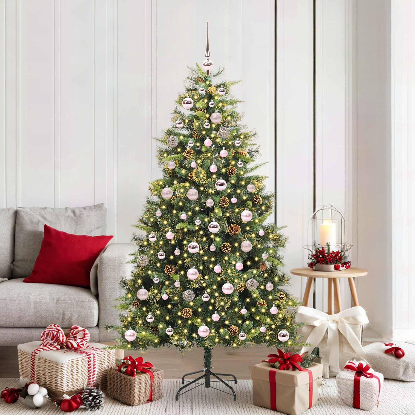 vidaXL Künstlicher klappbarer Weihnachtsbaum mit Tannenzapfen 180 cm