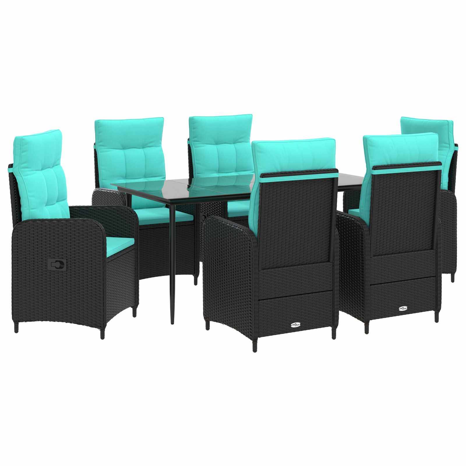 vidaXL Sofa-Tischset 7 pcs PE Rattan und pulverbeschichteter Stahl