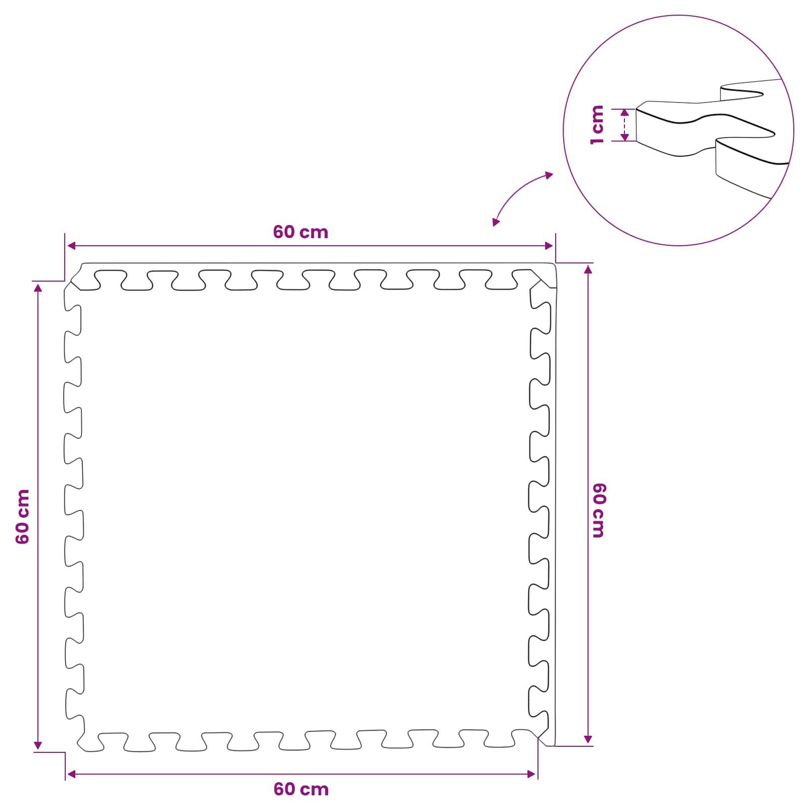vidaXL Fußmatten 50 pcs Schwarz 18 m² EVA-Schaum