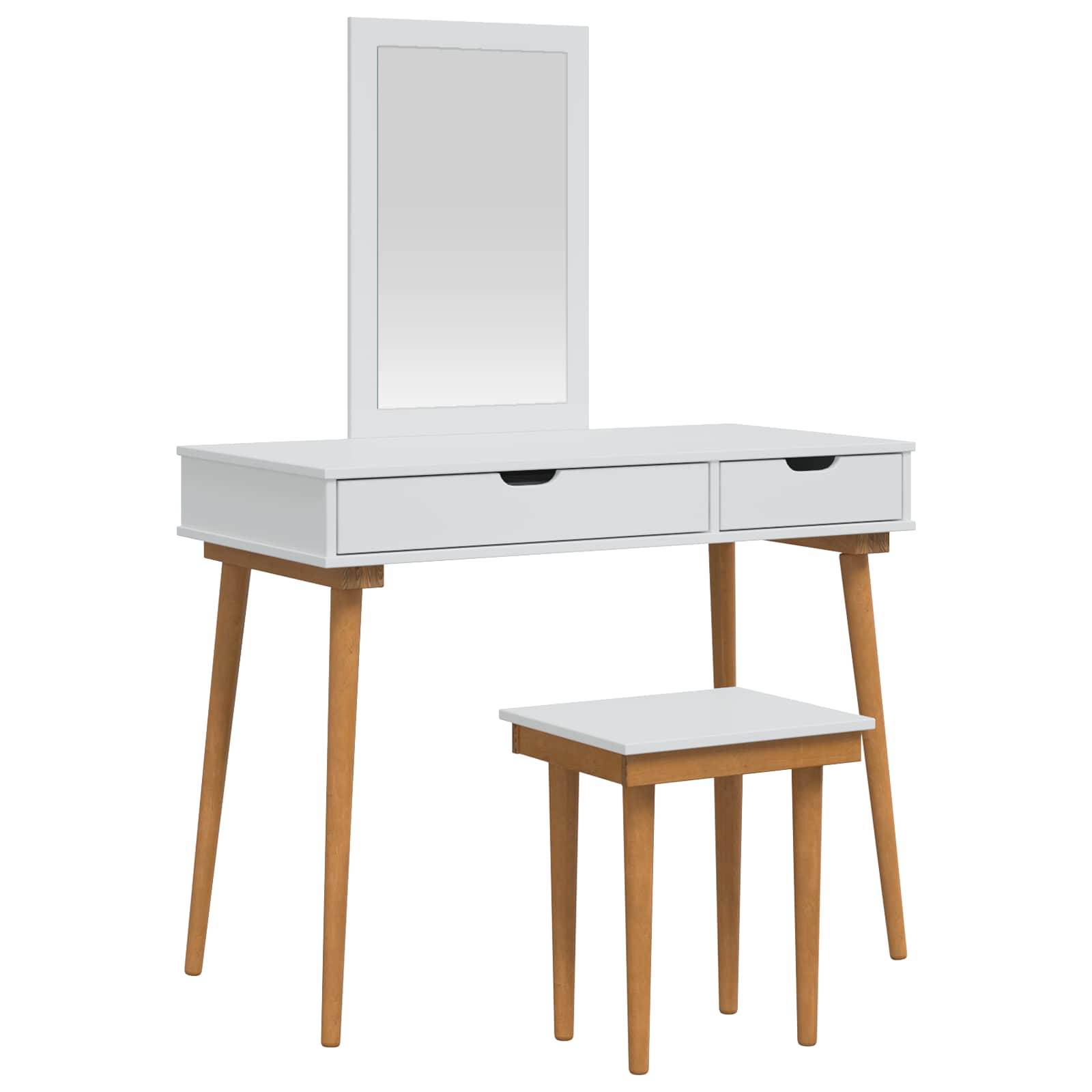 vidaXL Schminktisch-Set FAUSKE 3 pcs Weiß 100 x 50 x 143 cm