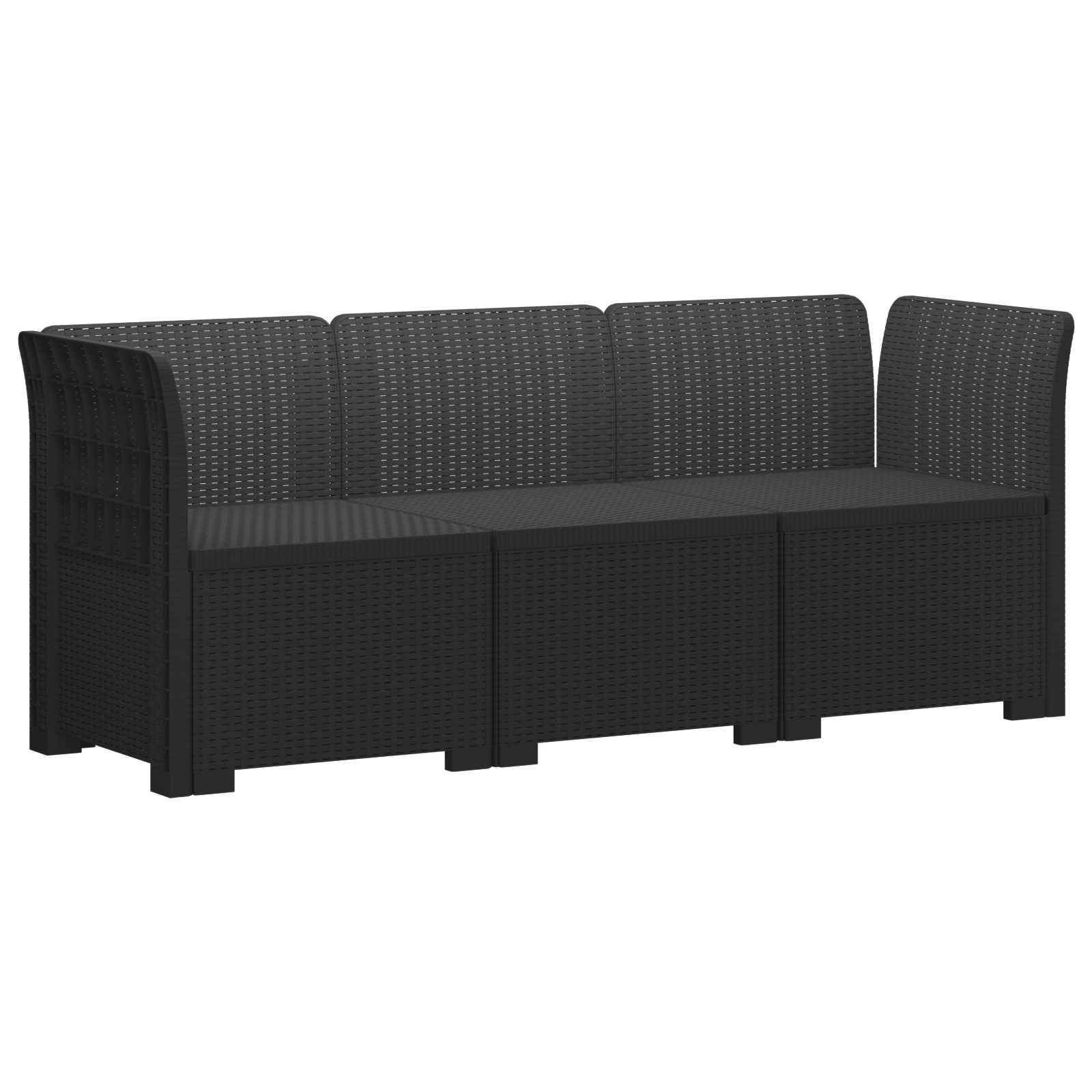 vidaXL 3-Sitzer Garten Sofa Rattan Look PP Anthrazit