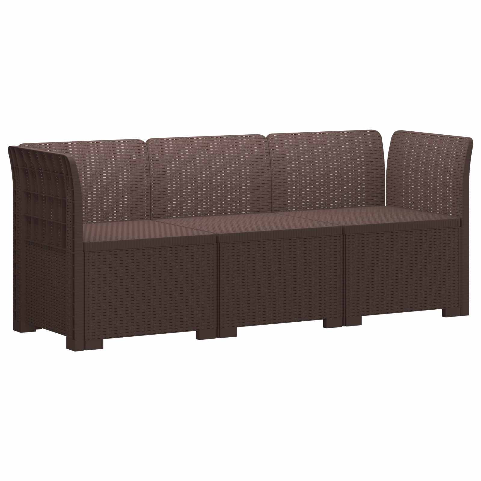 vidaXL 3-Sitzer Garten Sofa Rattan Look PP Braun