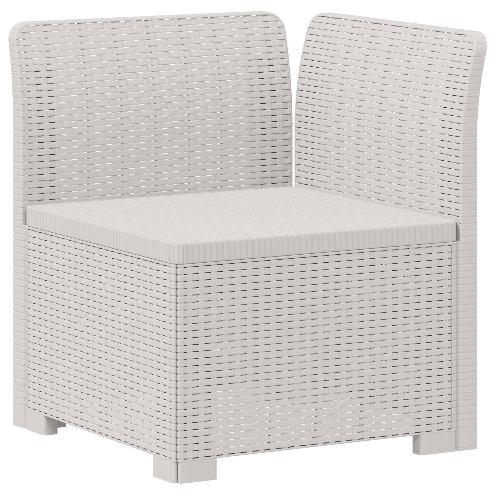 vidaXL 5-Sitzer Gartensofa Rattan-Look PP Weiß