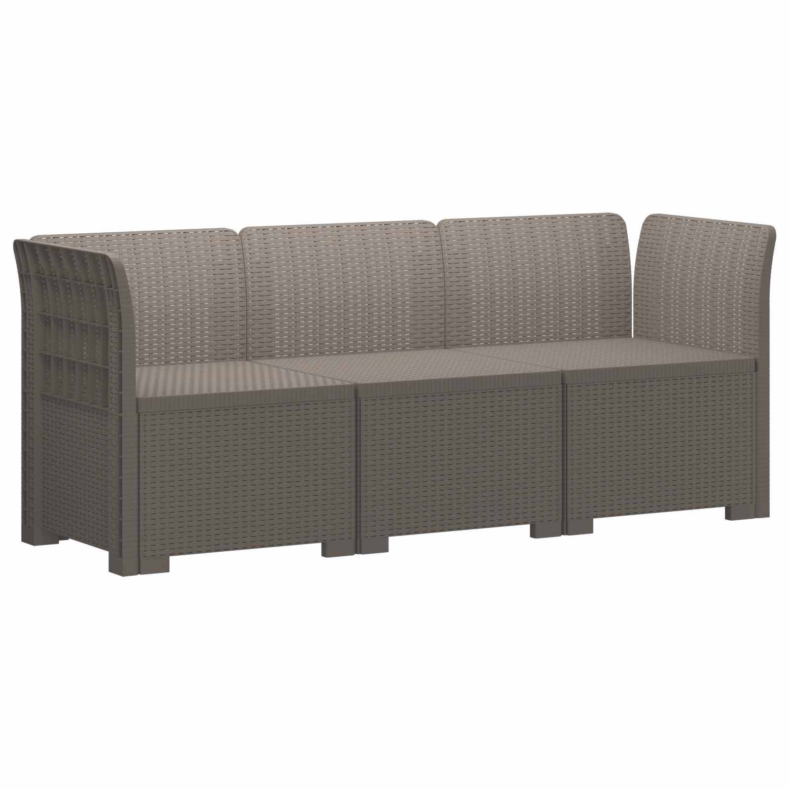 vidaXL 3-Sitzer Garten Sofa Rattan Look PP Hellgrau