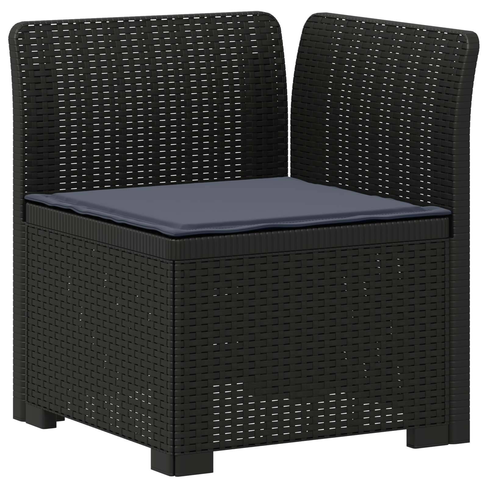 vidaXL 4-Sitzer Gartensofa mit Kissen Rattan-Look PP Anthrazit