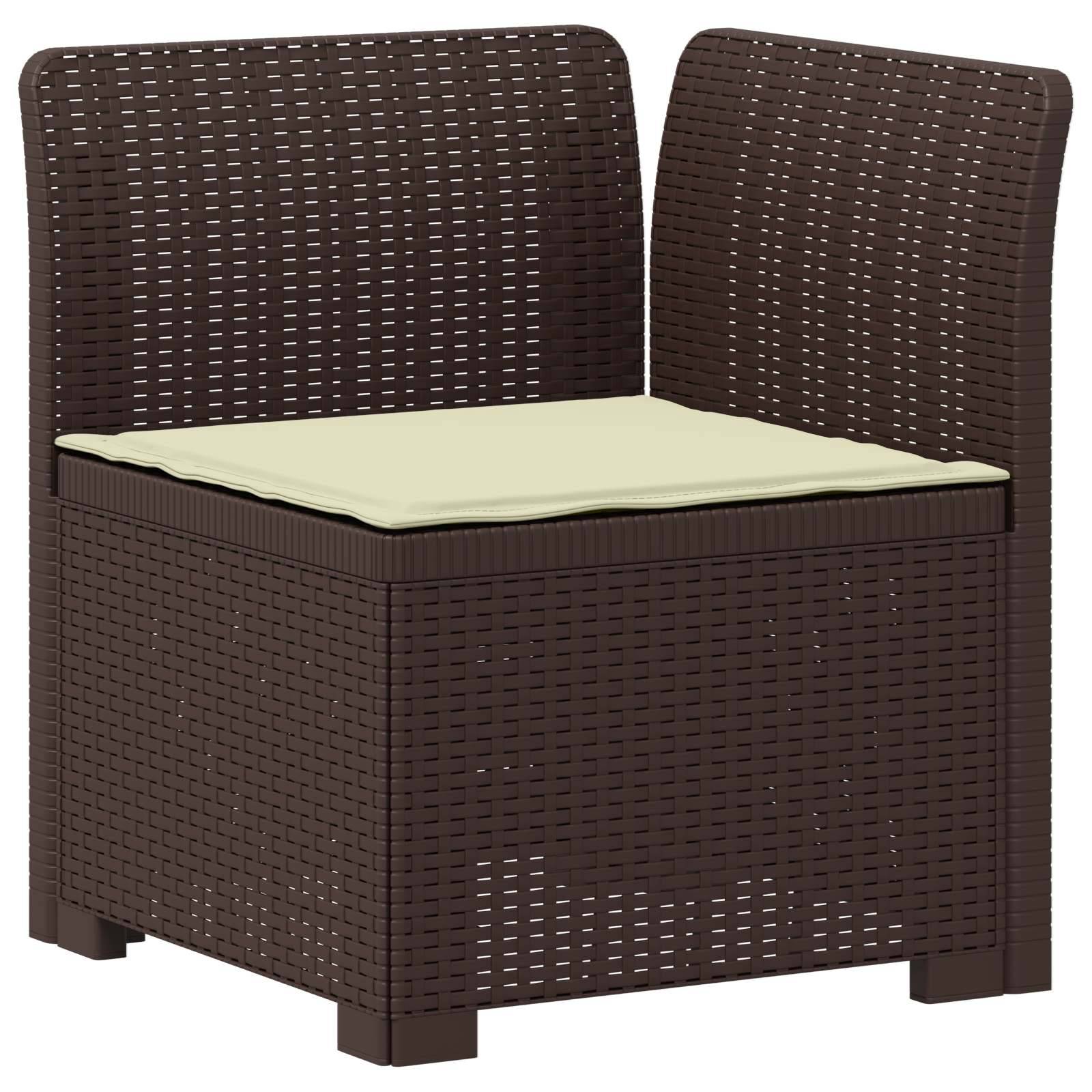 vidaXL 5-Sitzer Gartensofa mit Kissen Rattan-Look PP Braun