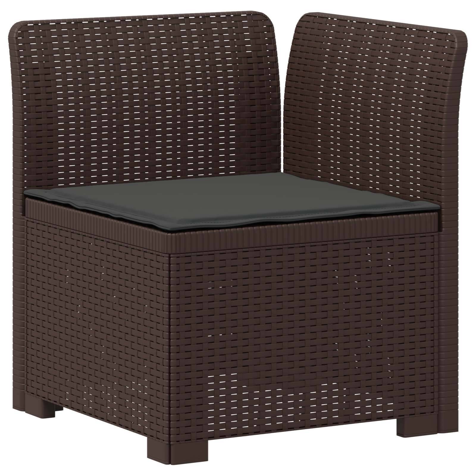 vidaXL 3-Sitzer Garten Sofa mit Kissen Rattan-Look PP Braun