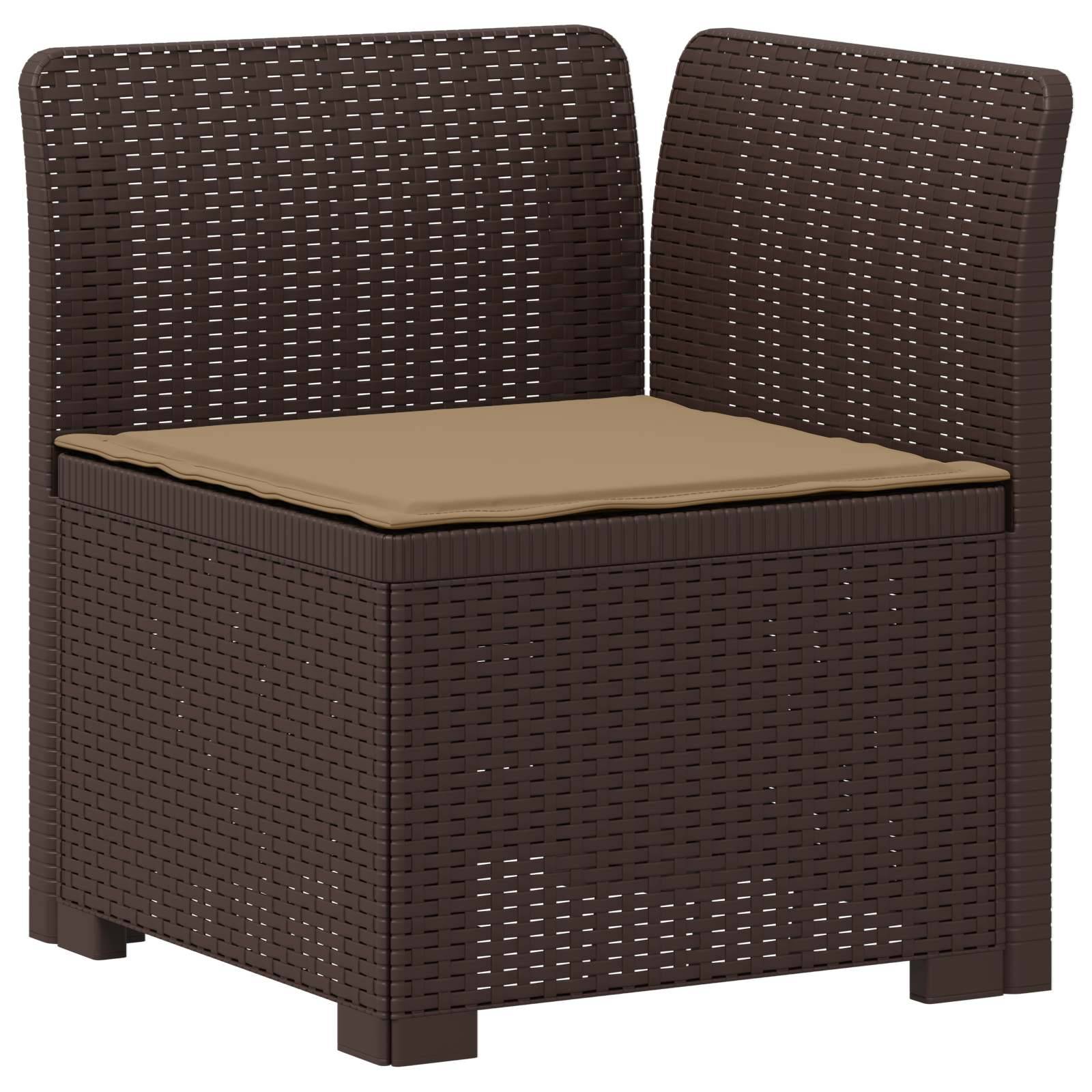 vidaXL 4-Sitzer Gartensofa mit Kissen Rattan-Look PP Braun