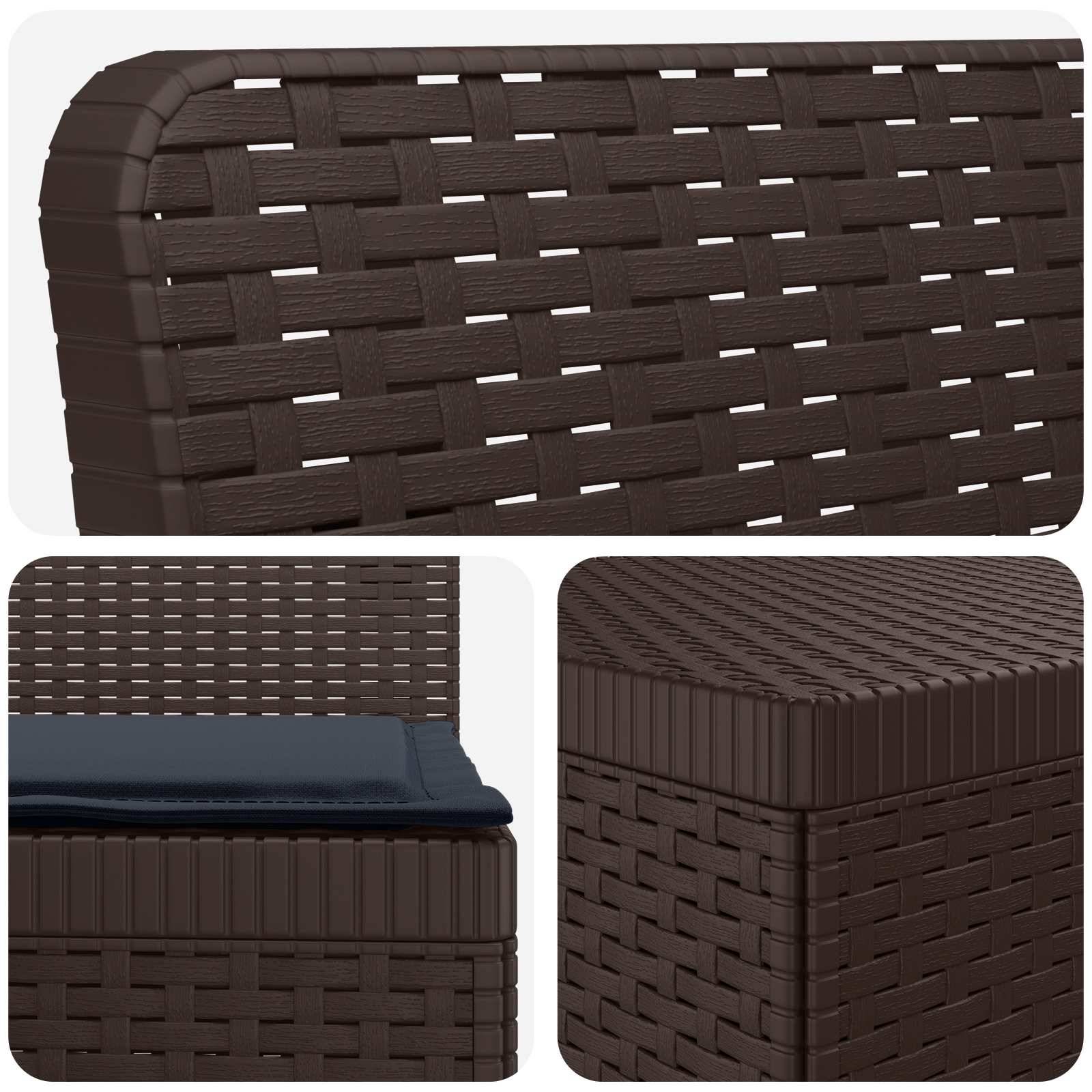 vidaXL 7-Sitzer Gartensofa mit Kissen Rattan-Look PP Braun