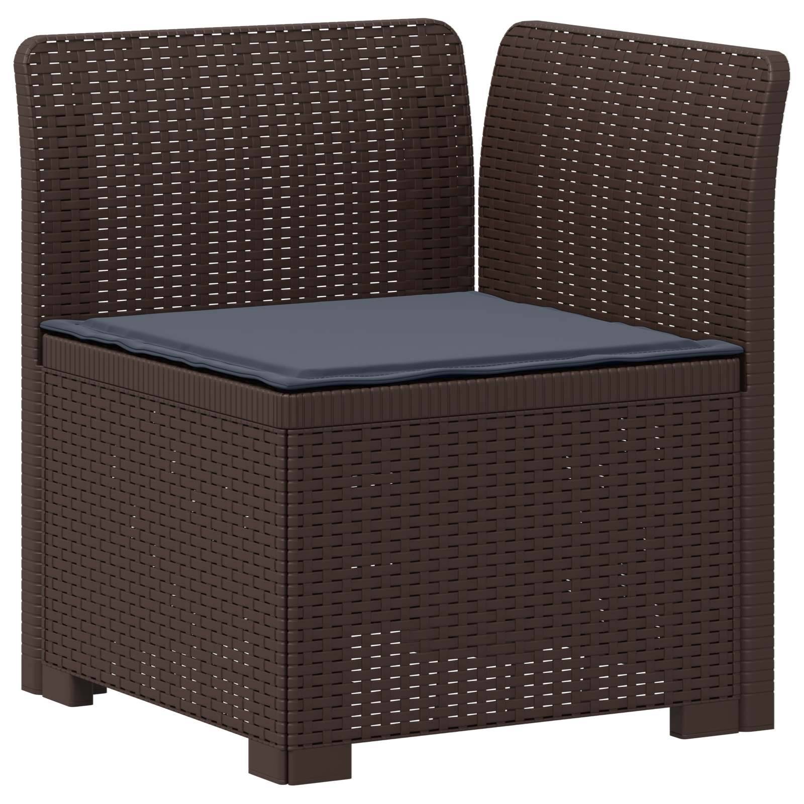vidaXL 7-Sitzer Gartensofa mit Kissen Rattan-Look PP Braun