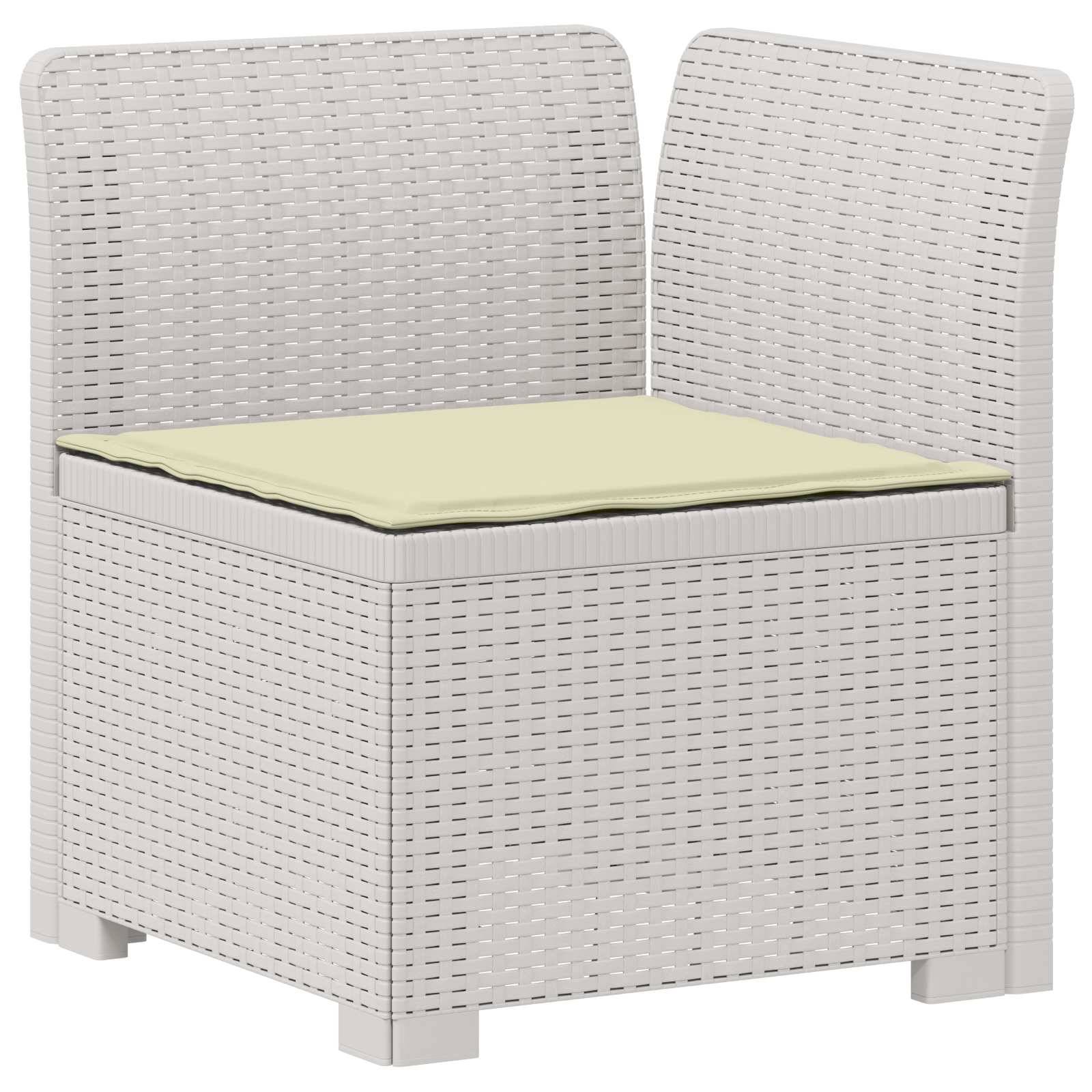 vidaXL 1-Sitzer Garten-Sofa mit Kissen Rattan-Look PP Weiß