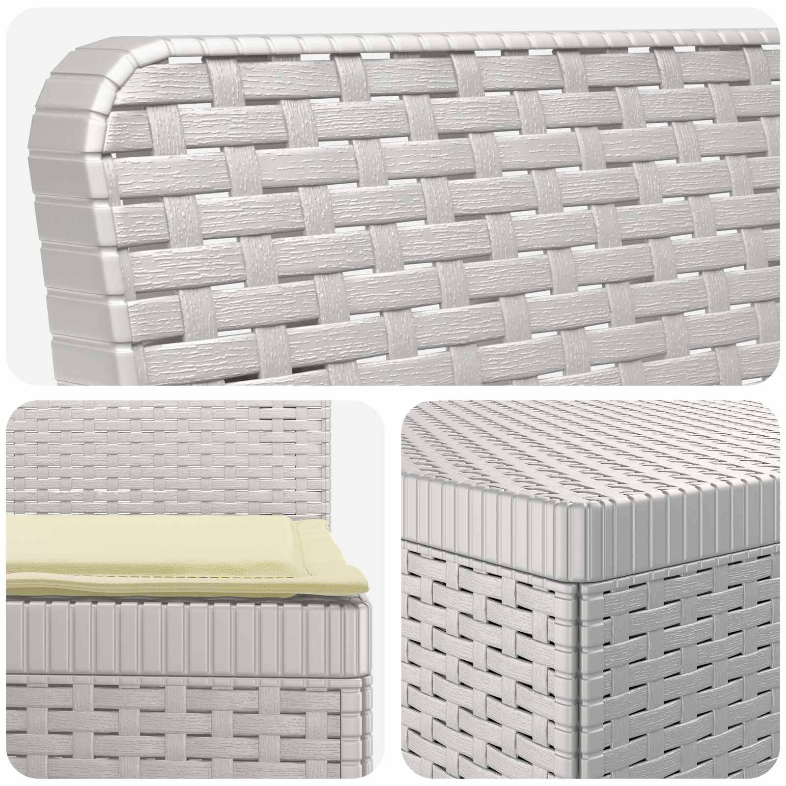 vidaXL 7-Sitzer Gartensofa mit Kissen Rattan-Look PP Weiß