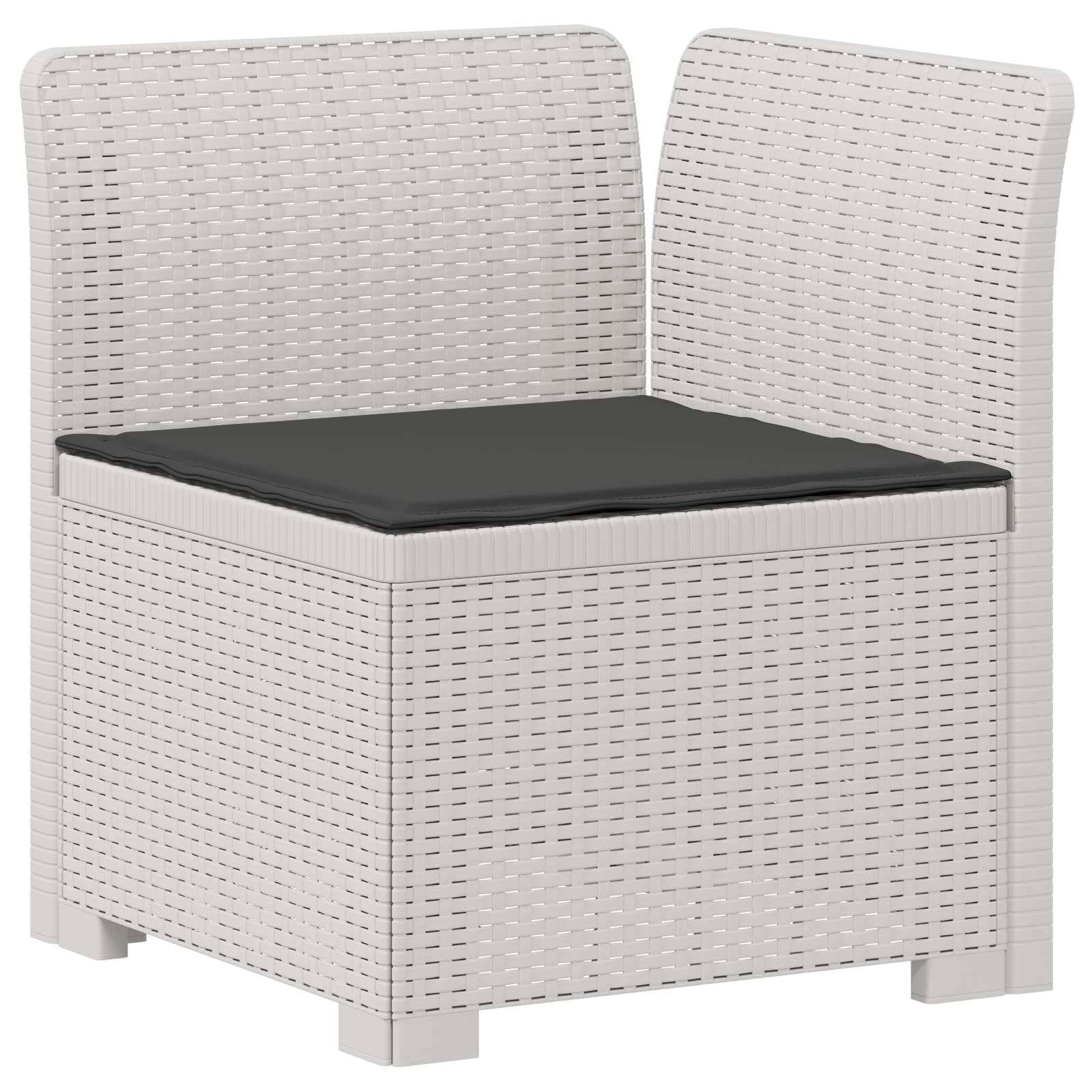 vidaXL 4-Sitzer Garten Sofa mit Kissen Rattan Look PP Weiß