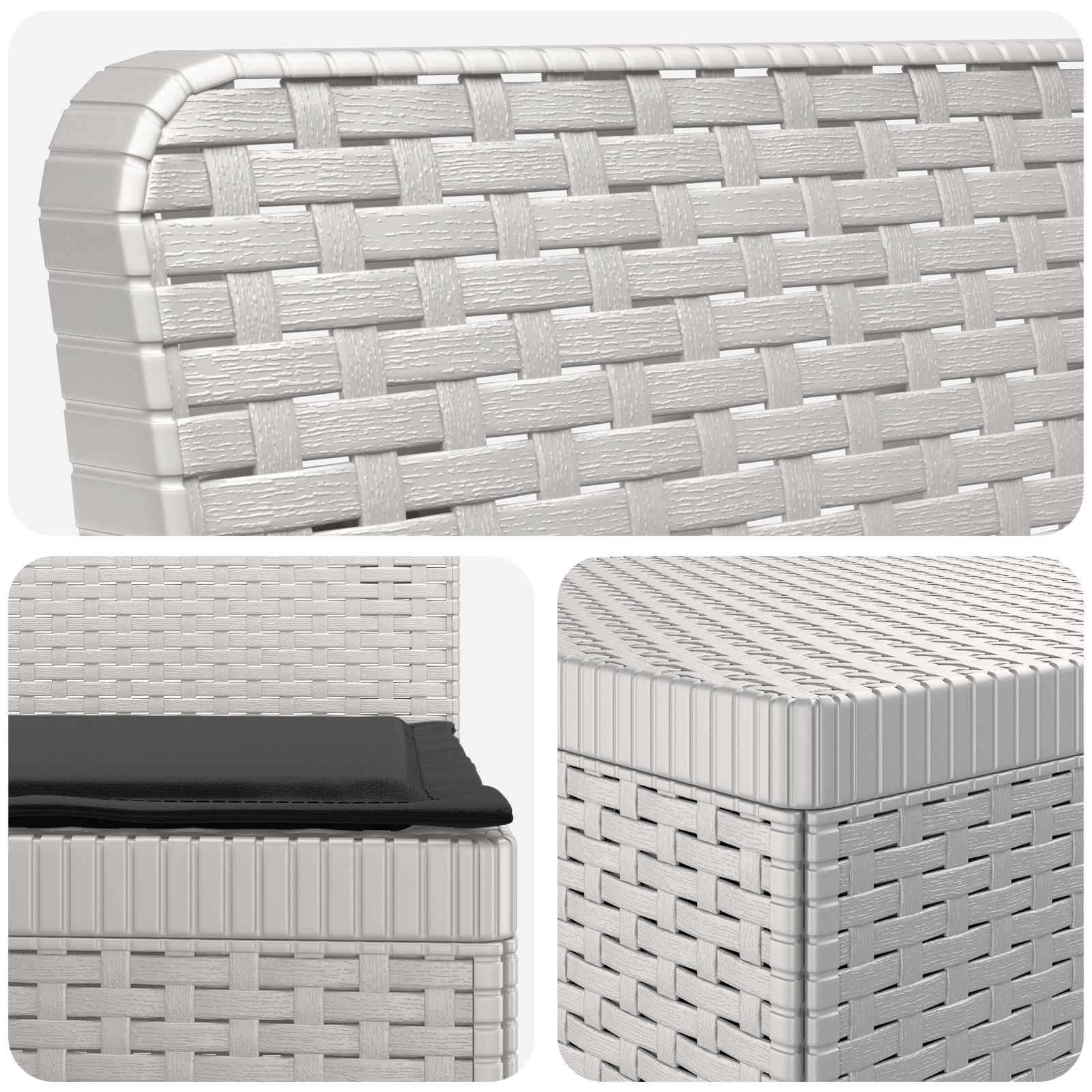 vidaXL 4-Sitzer Gartensofa mit Kissen Rattan-Look PP Weiß