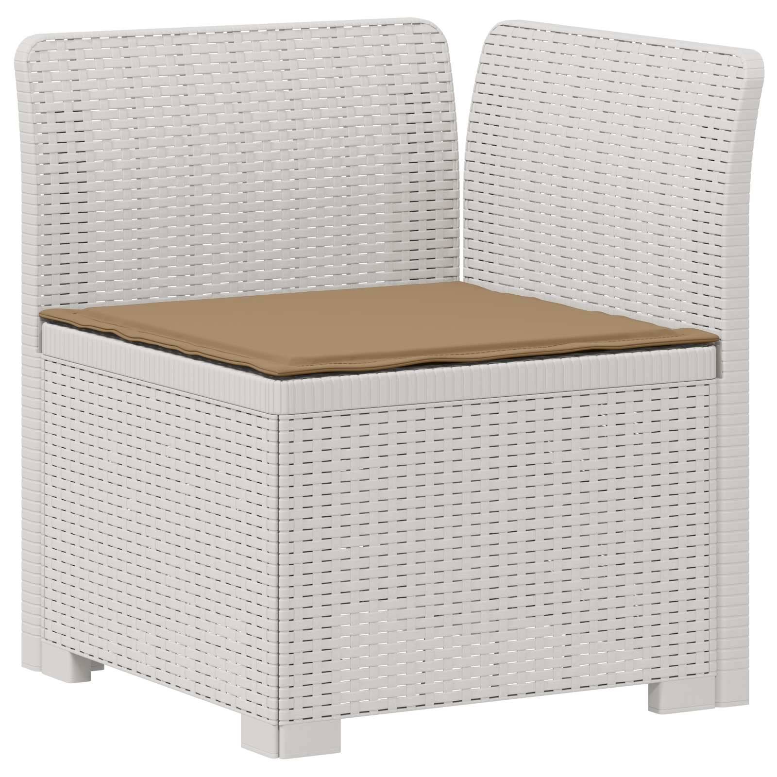 vidaXL 5-Sitzer Gartensofa mit Kissen Rattan-Look PP Weiß