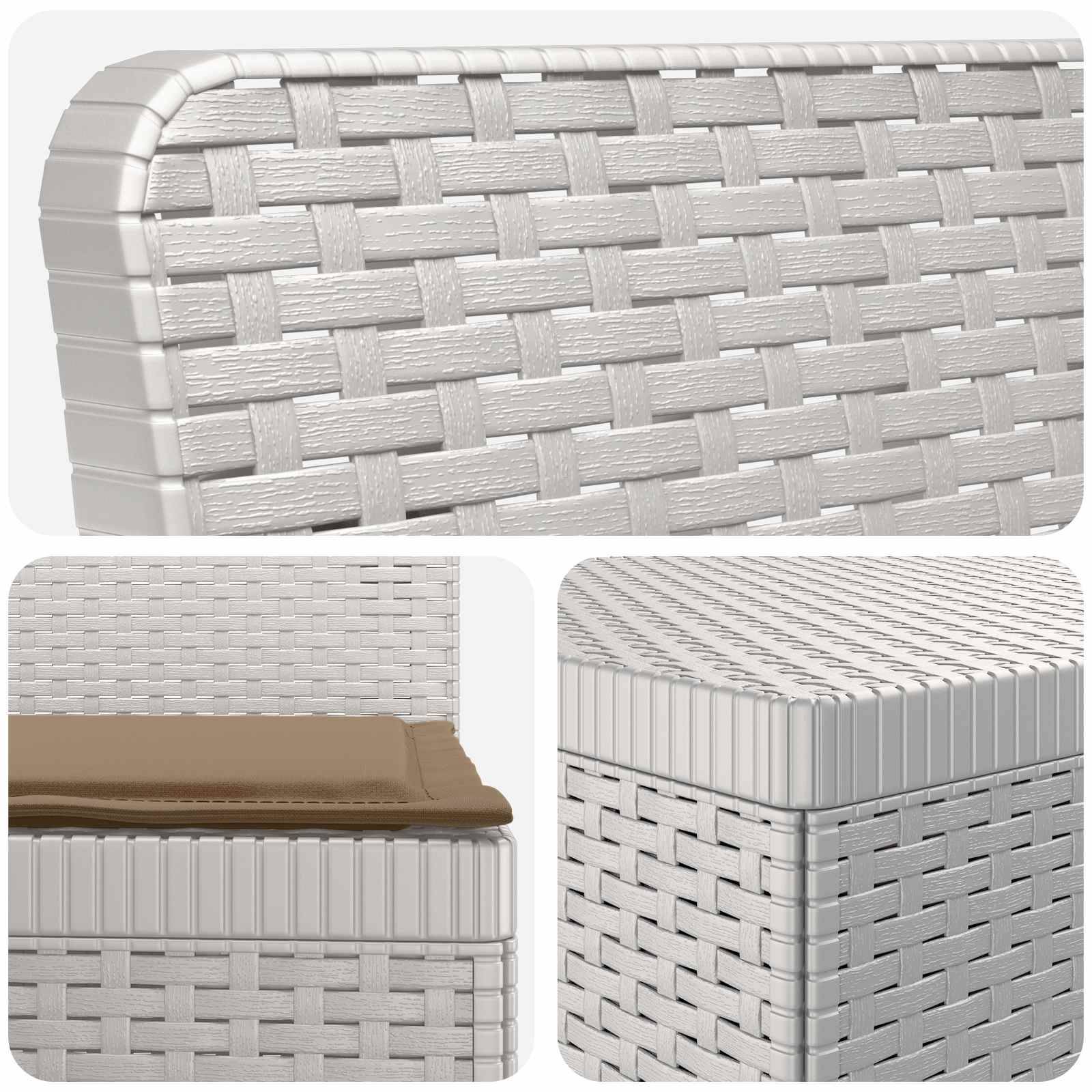 vidaXL 7-Sitzer Gartensofa mit Kissen Rattan-Look PP Weiß
