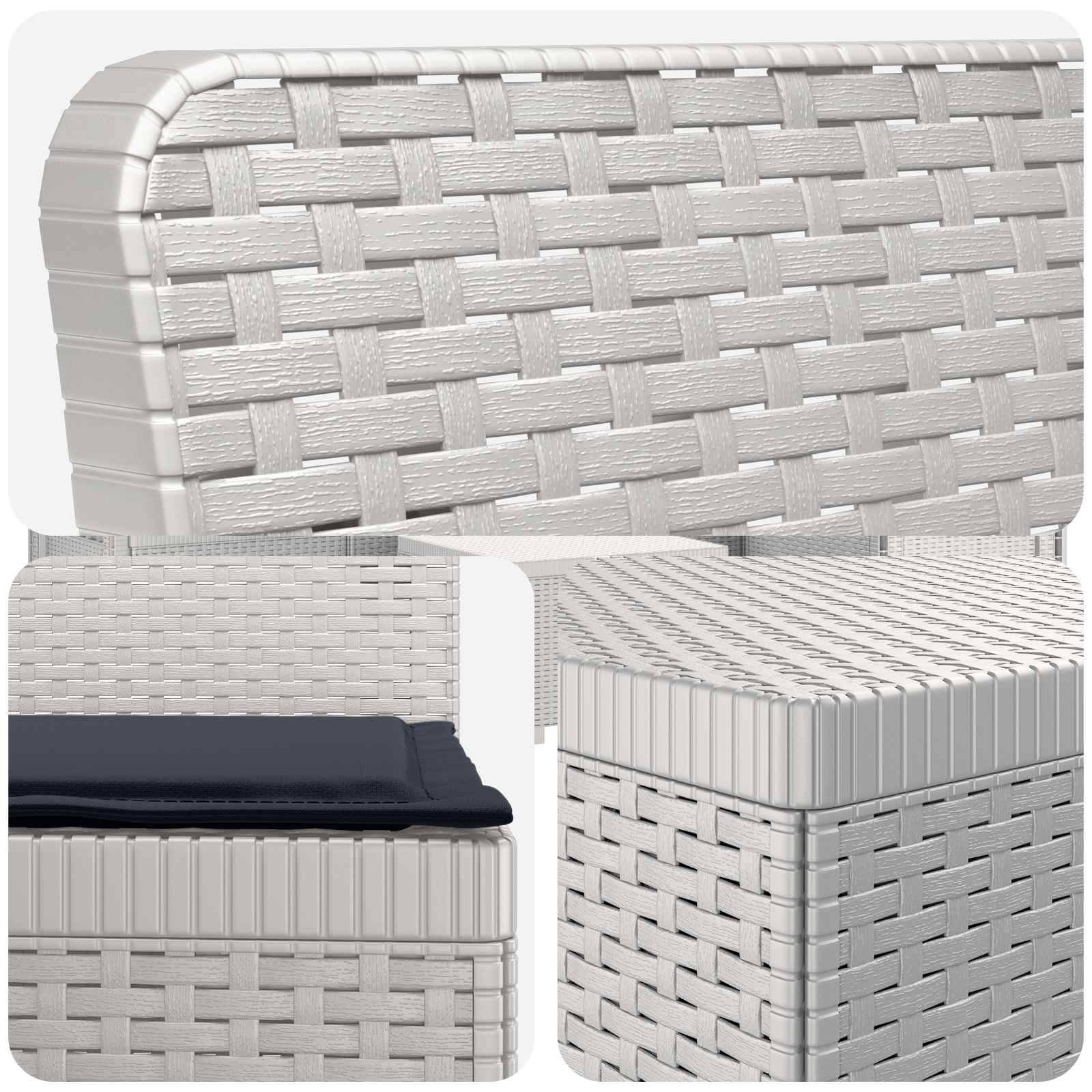 vidaXL 3-Sitzer Garten Sofa mit Kissen Rattan-Look PP Weiß