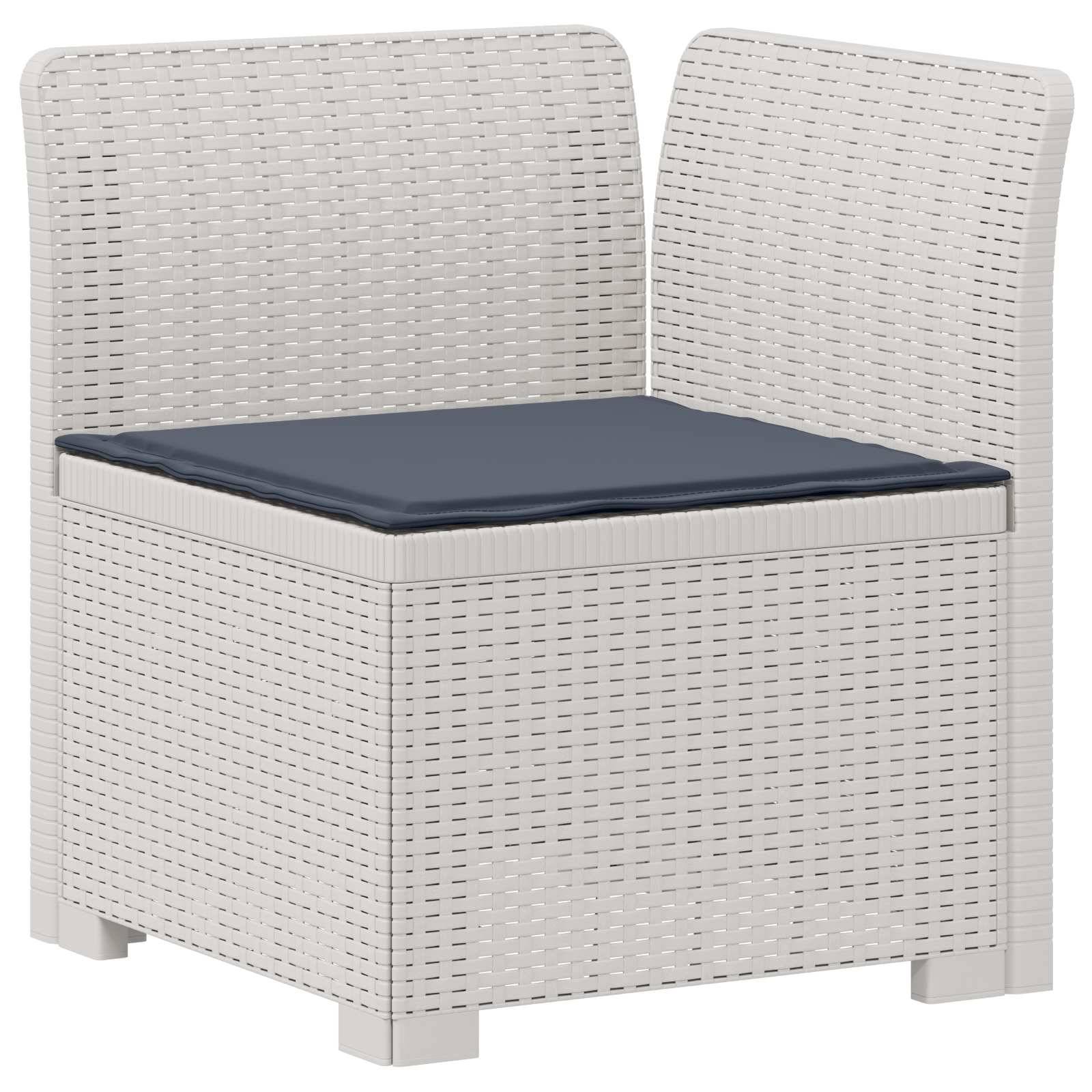 vidaXL 4-Sitzer Gartensofa mit Kissen Rattan Look PP Weiß
