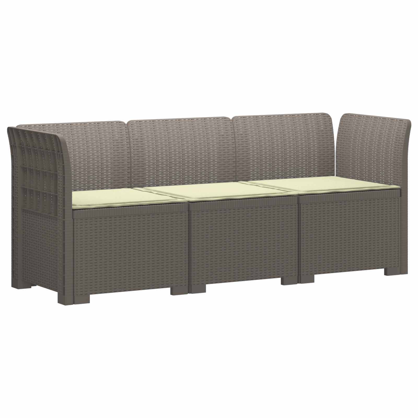 vidaXL 3-Sitzer Garten Sofa mit Kissen Rattan-Look PP Hellgrau