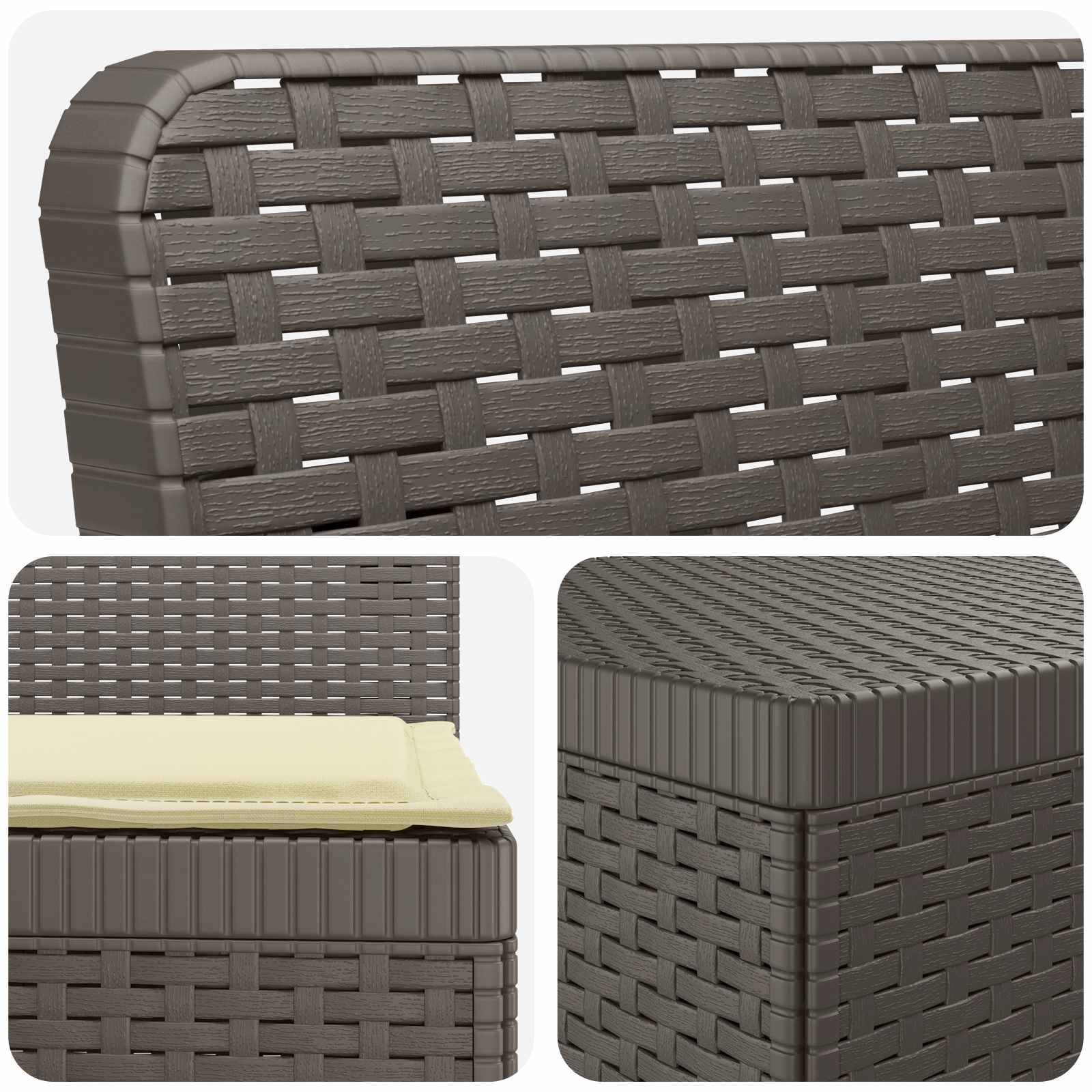 vidaXL 5-Sitzer Gartensofa mit Kissen Rattan-Look PP Hellgrau