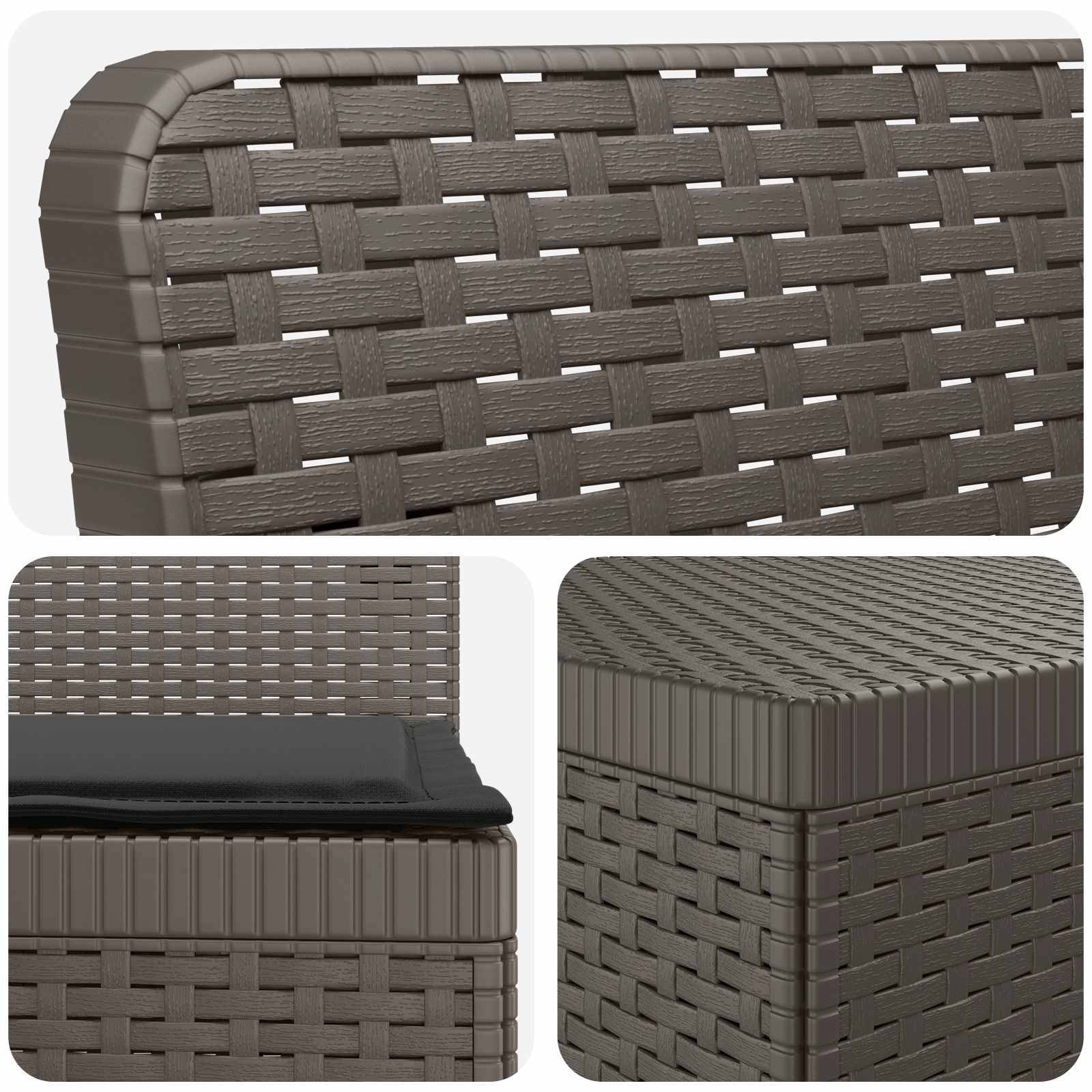 vidaXL 4-Sitzer Gartensofa mit Kissen Rattan-Look PP Hellgrau
