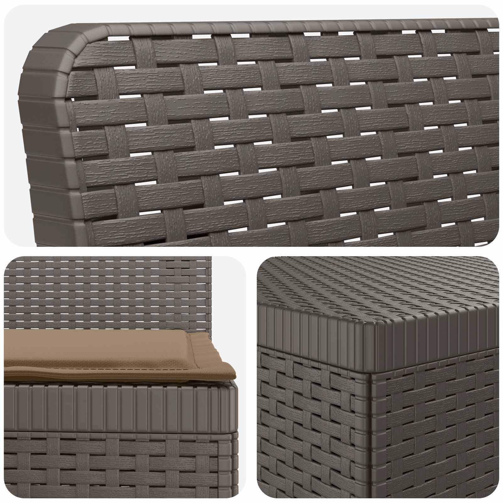vidaXL 3-Sitzer Garten Sofa mit Kissen Rattan-Look PP Hellgrau
