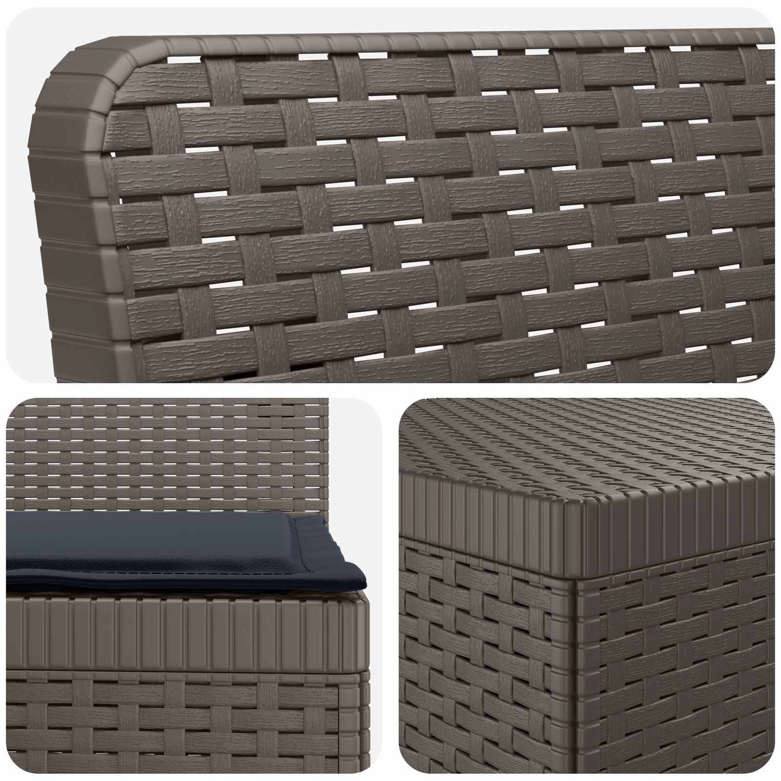 vidaXL 7-Sitzer Gartensofa mit Kissen Rattan-Look PP Hellgrau