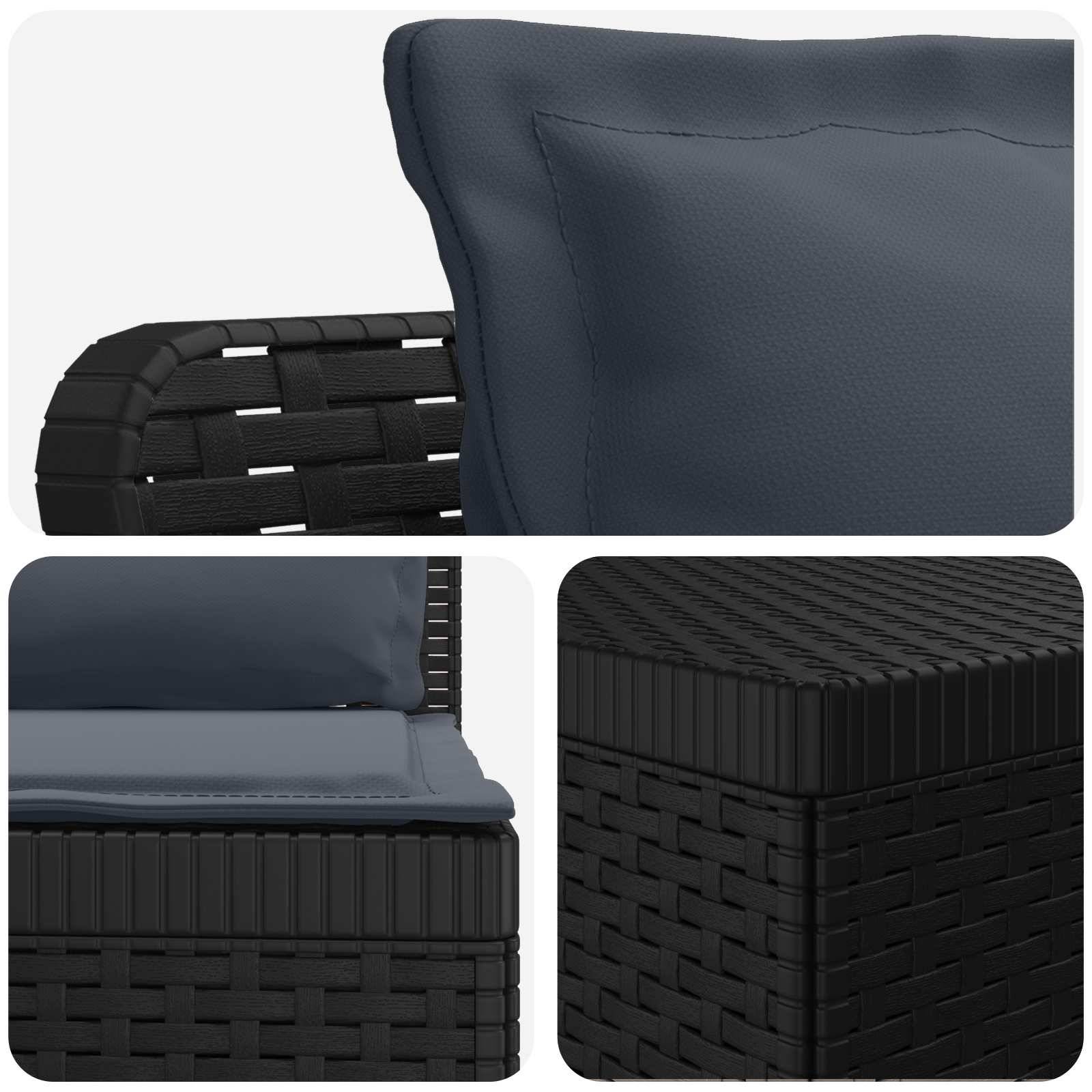 vidaXL 5-Sitzer Gartensofa mit Kissen Rattan-Look PP Anthrazit