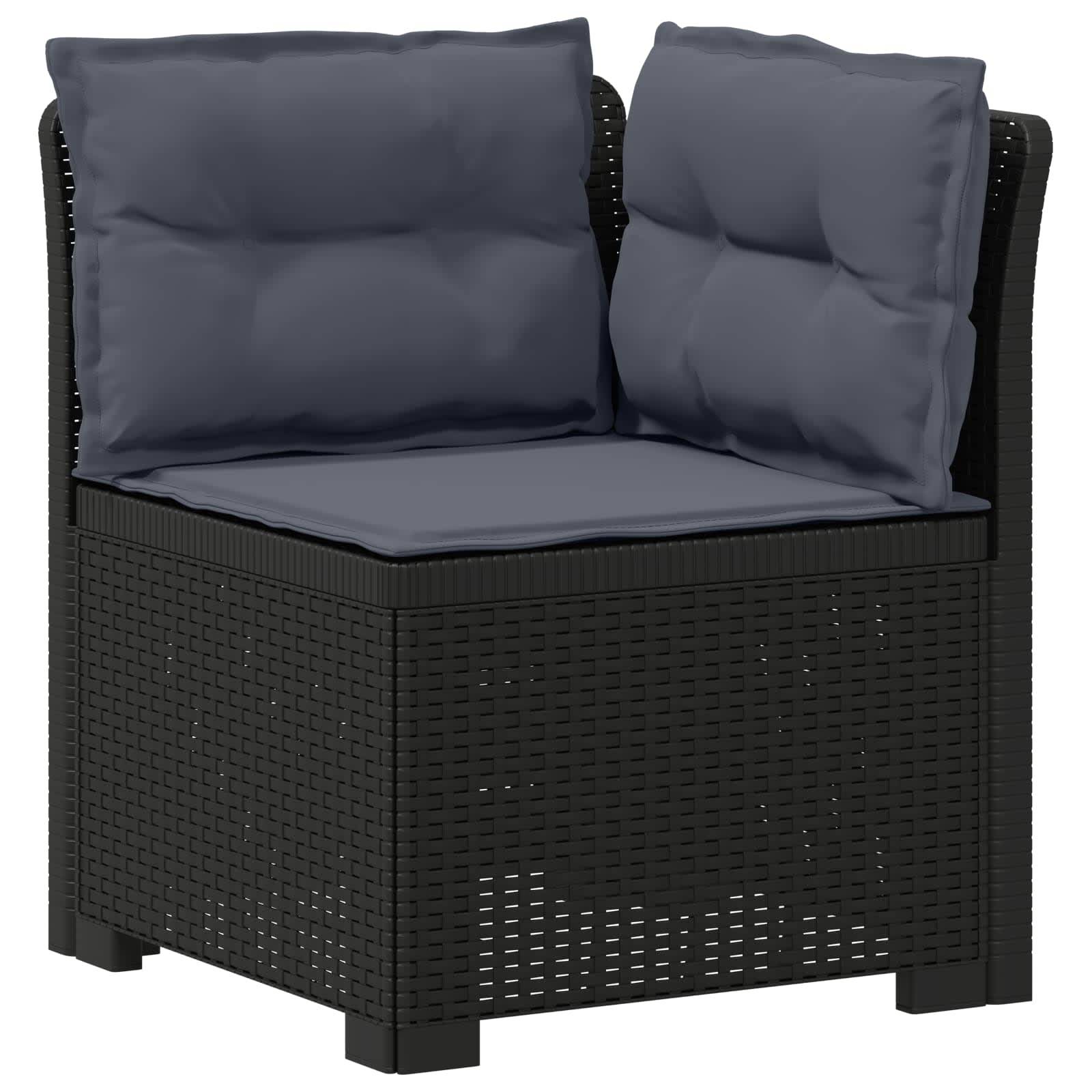 vidaXL 5-Sitzer Gartensofa mit Kissen Rattan-Look PP Anthrazit