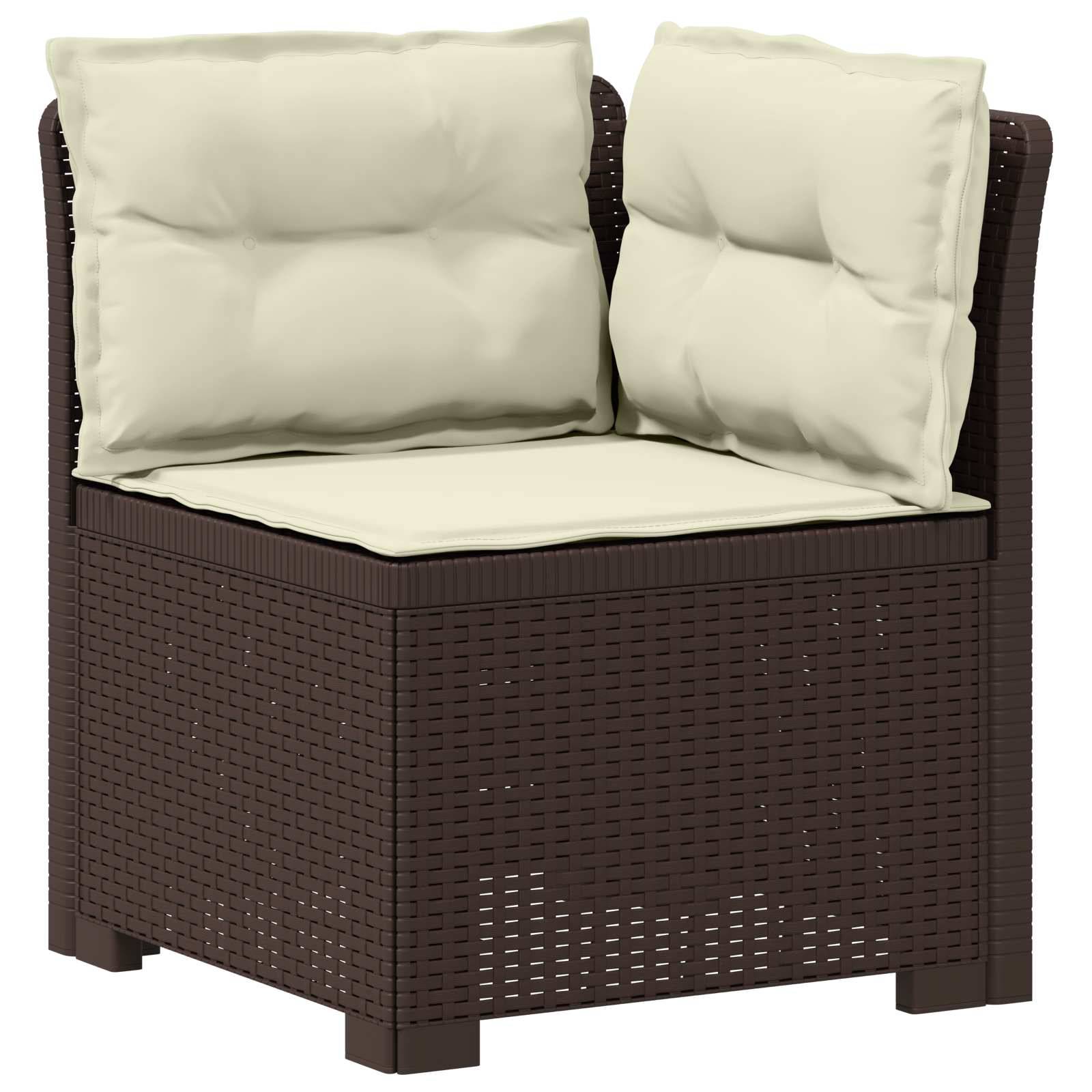 vidaXL 5-Sitzer Gartensofa mit Kissen Rattan-Look PP Braun