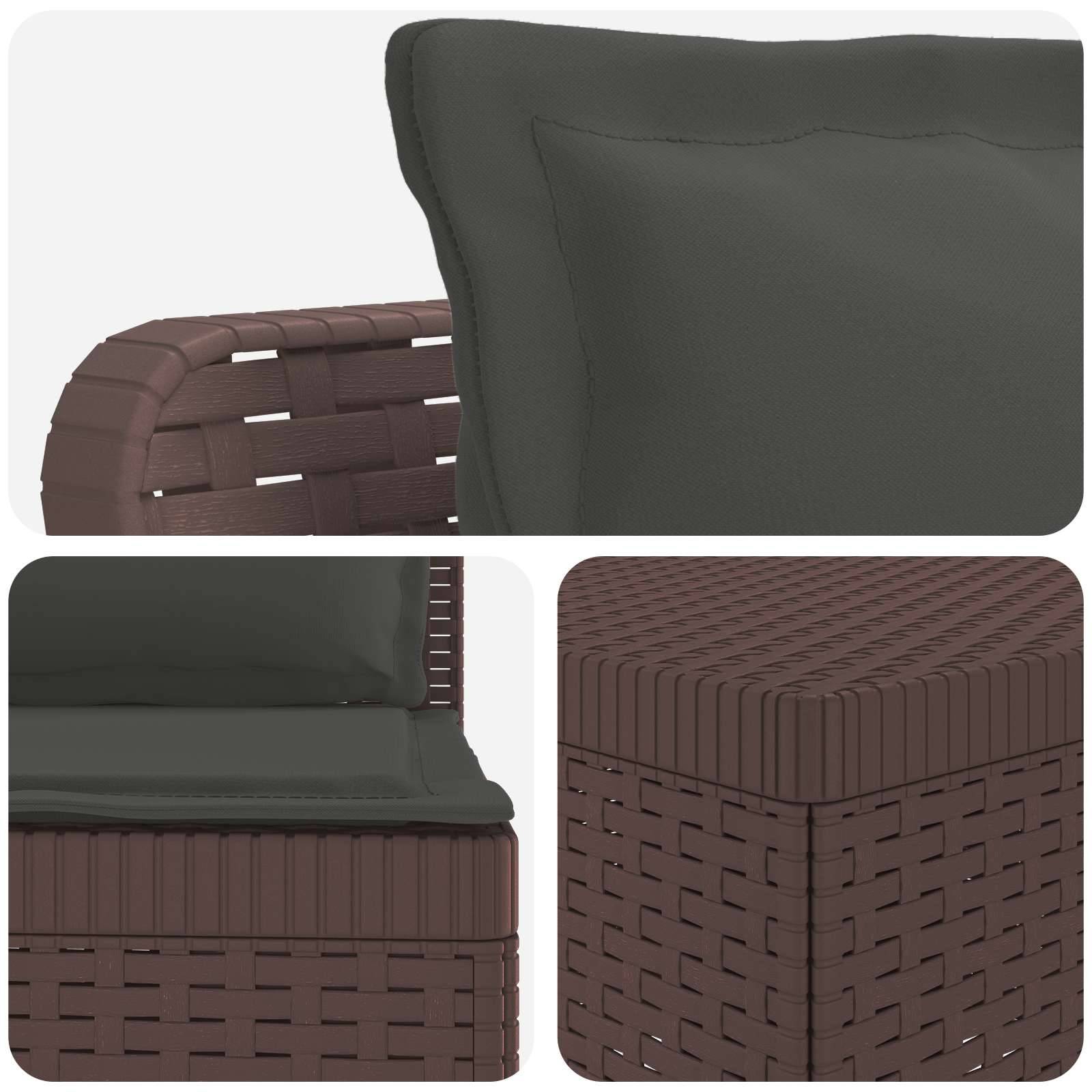 vidaXL 5-Sitzer Gartensofa mit Kissen Rattan-Look PP Braun