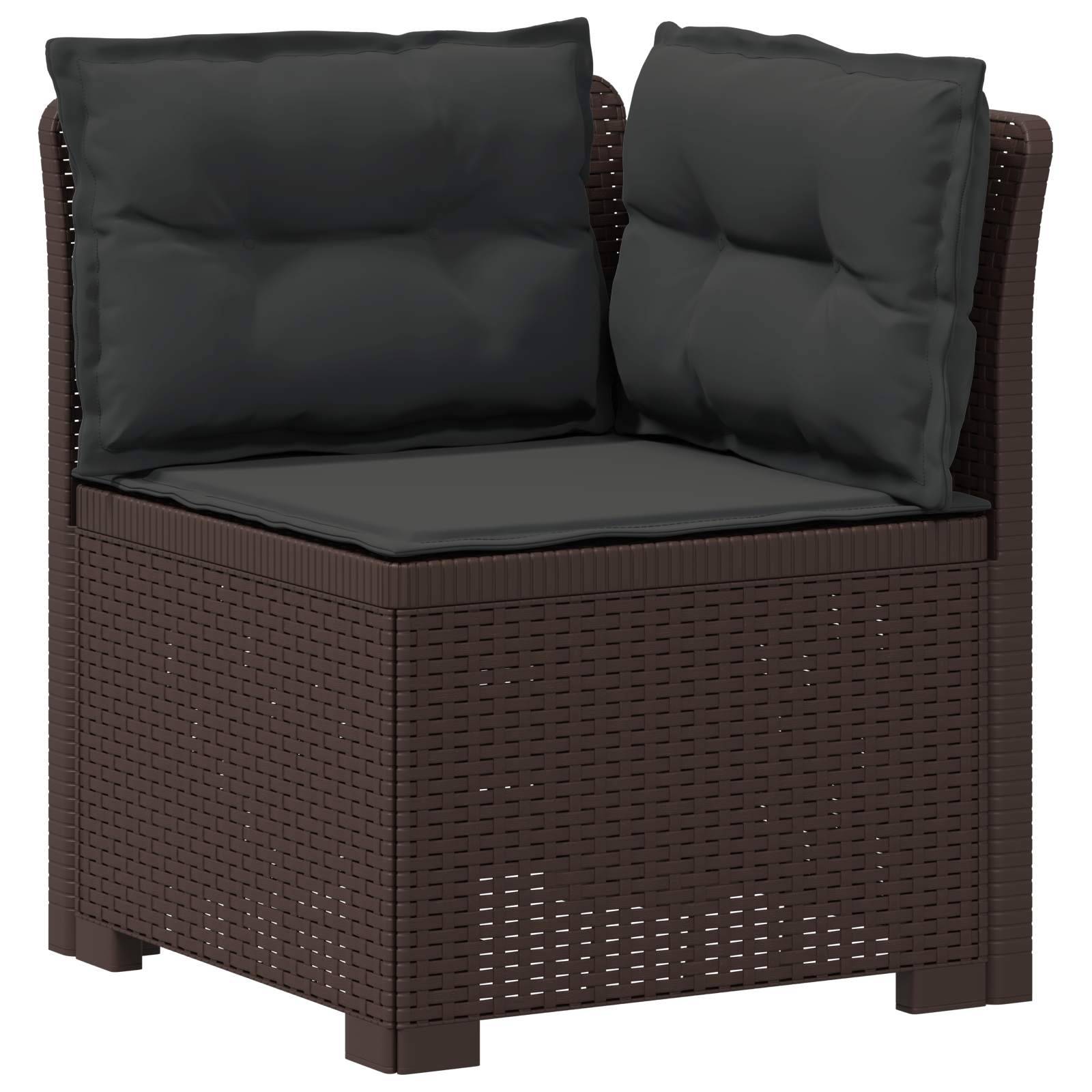 vidaXL 2-Sitzer Garten-Sofa mit Kissen Rattan-Look PP Braun