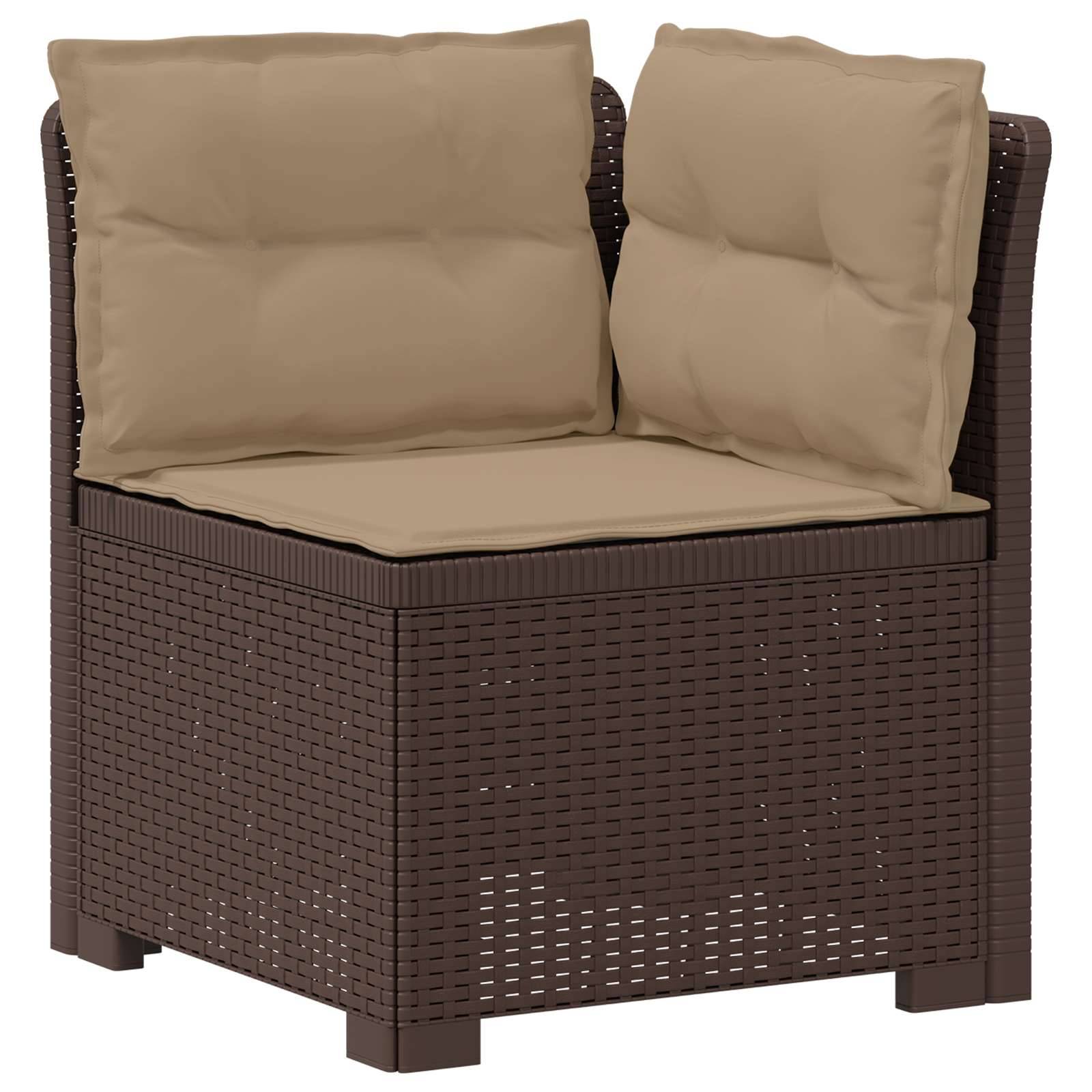 vidaXL 4-Sitzer Gartensofa mit Kissen Rattan Look PP Braun