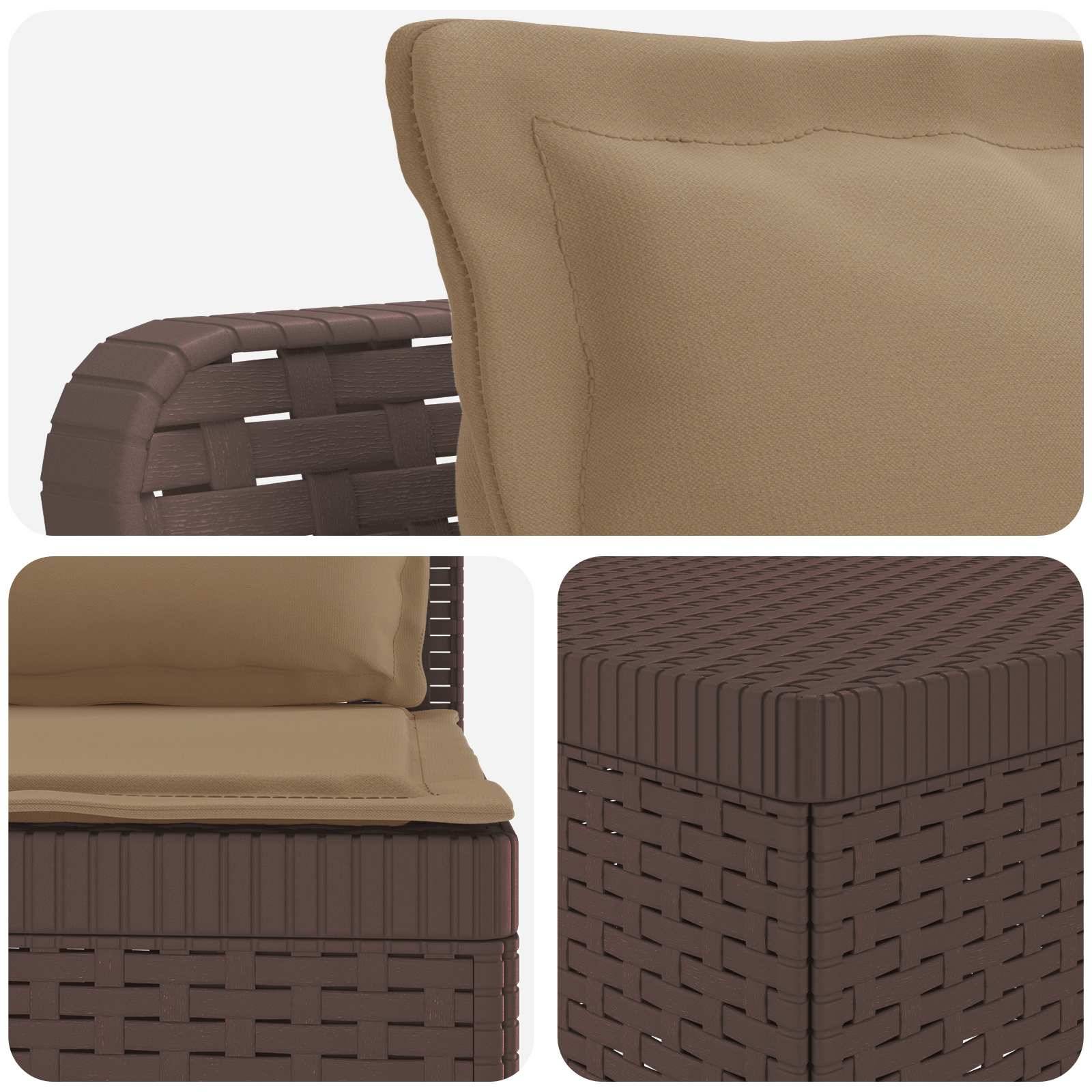 vidaXL 5-Sitzer Gartensofa mit Kissen Rattan-Look PP Braun