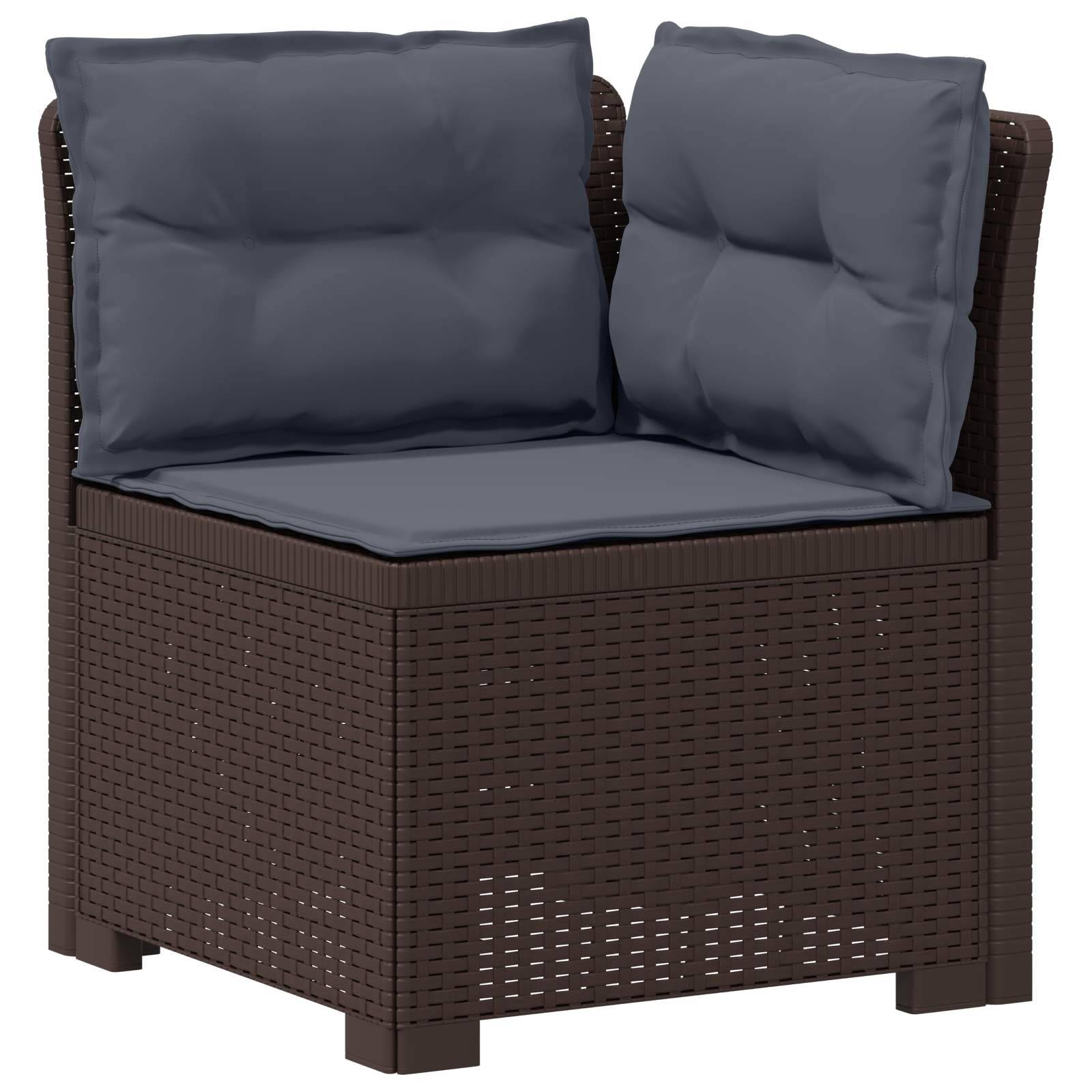 vidaXL 7-Sitzer Gartensofa mit Kissen Rattan-Look PP Braun