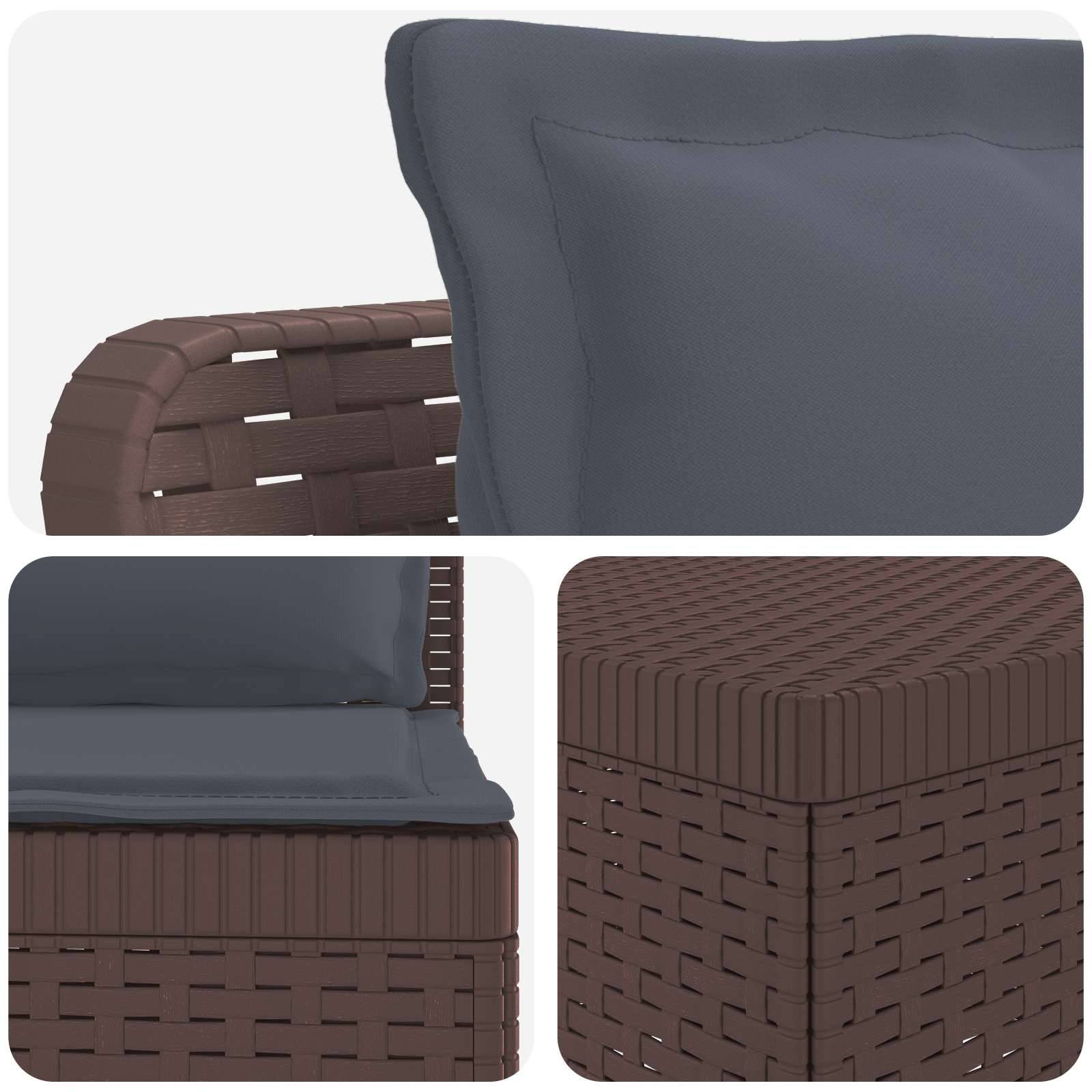 vidaXL 7-Sitzer Gartensofa mit Kissen Rattan-Look PP Braun