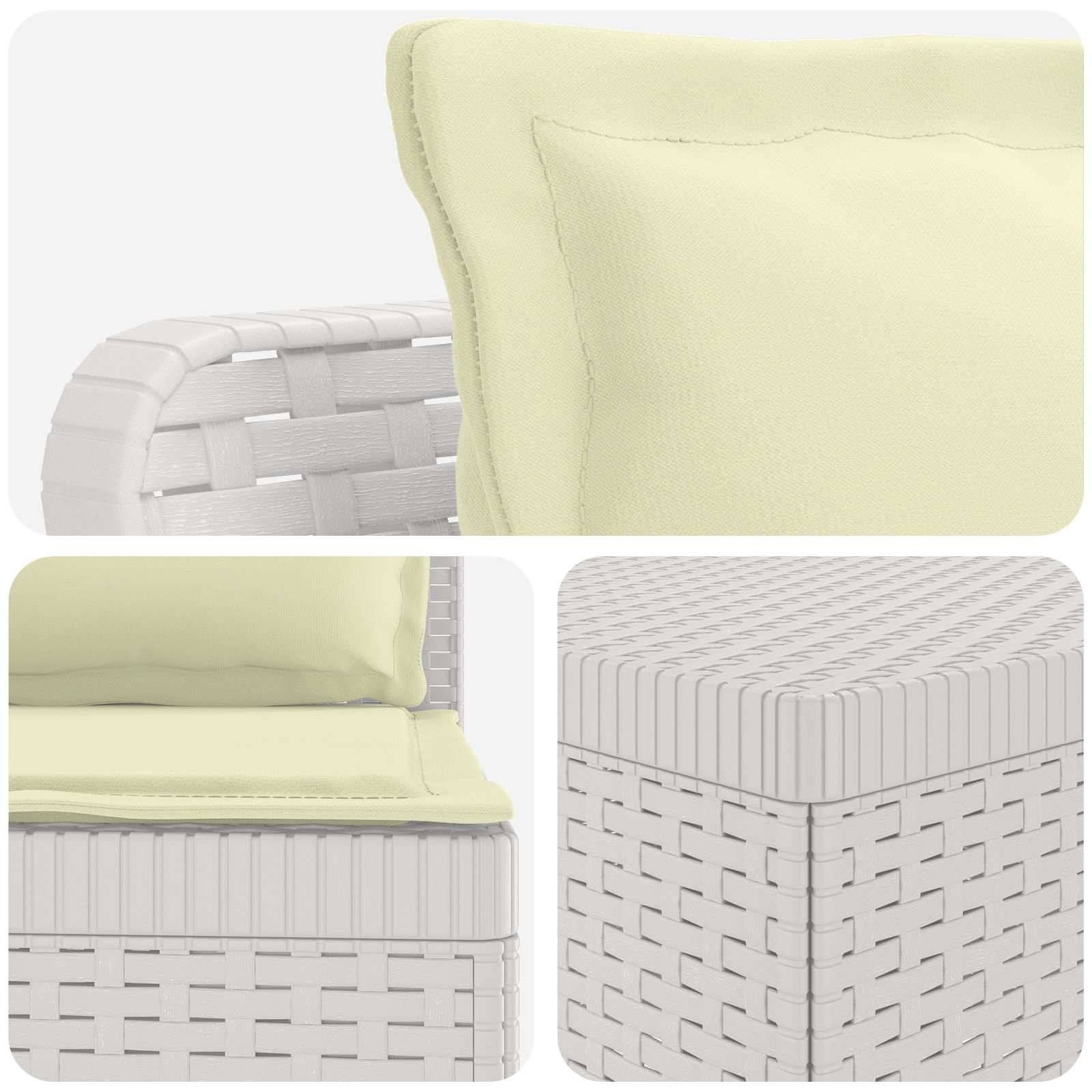 vidaXL 7-Sitzer Gartensofa mit Kissen Rattan-Look PP Weiß