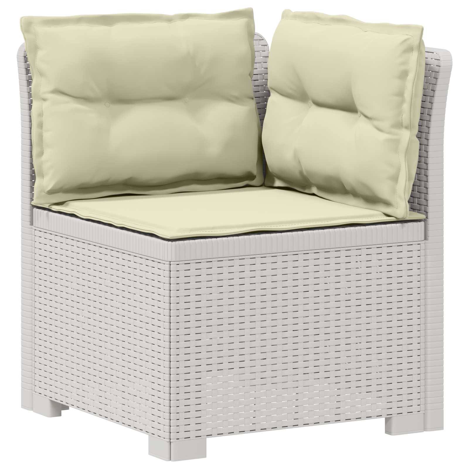 vidaXL 5-Sitzer Gartensofa mit Kissen Rattan-Look PP Weiß