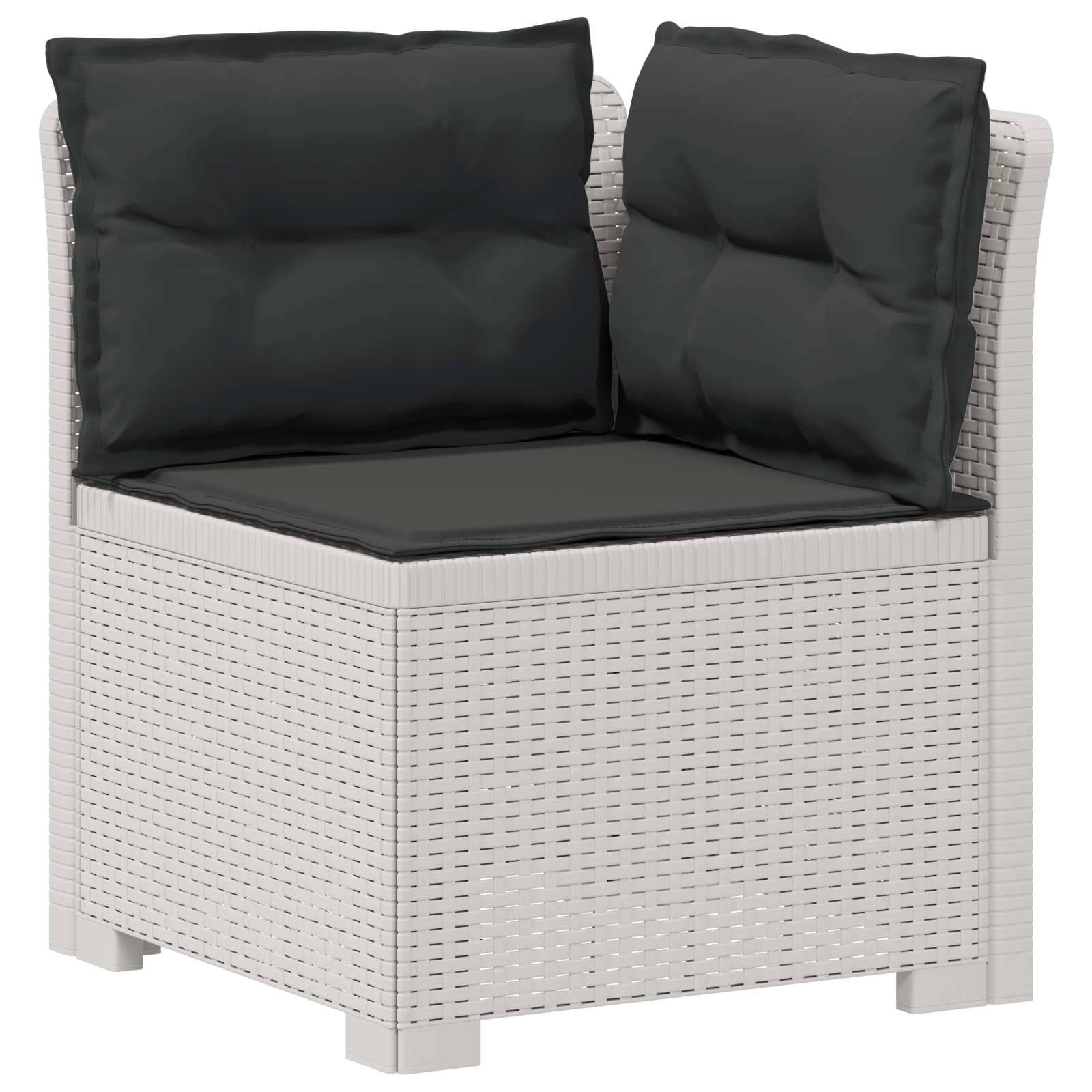vidaXL 4-Sitzer Garten Sofa mit Kissen Rattan Look PP Weiß