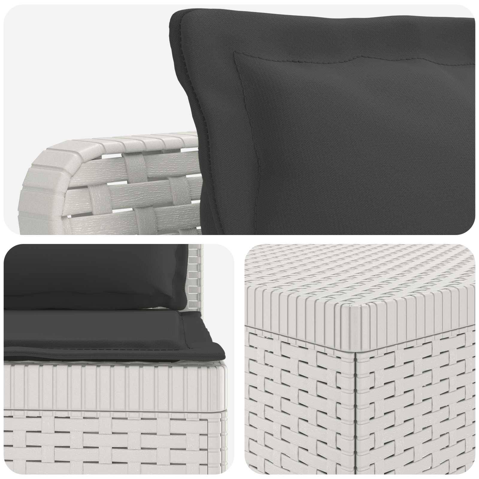 vidaXL 7-Sitzer Gartensofa mit Kissen Rattan-Look PP Weiß