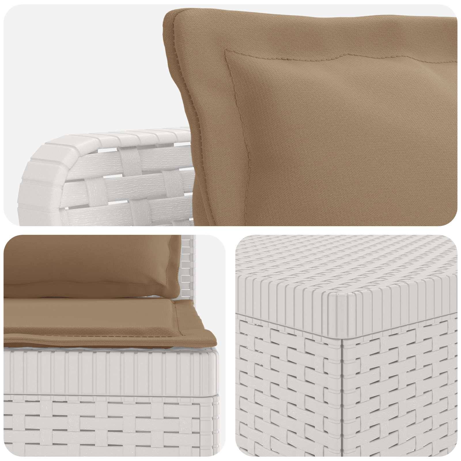 vidaXL 3-Sitzer Garten Sofa mit Kissen Rattan-Look PP Weiß