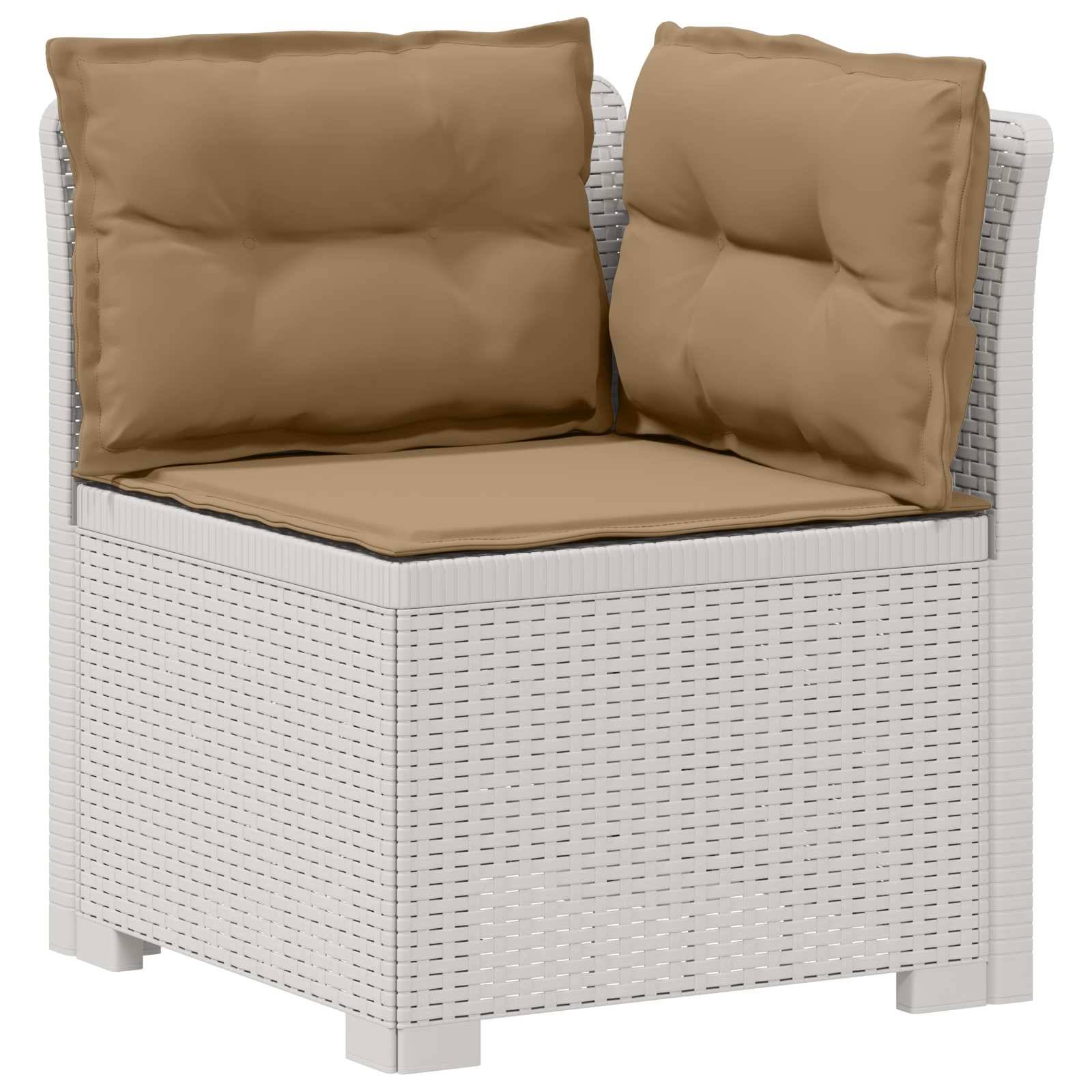 vidaXL 3-Sitzer Garten Sofa mit Kissen Rattan-Look PP Weiß