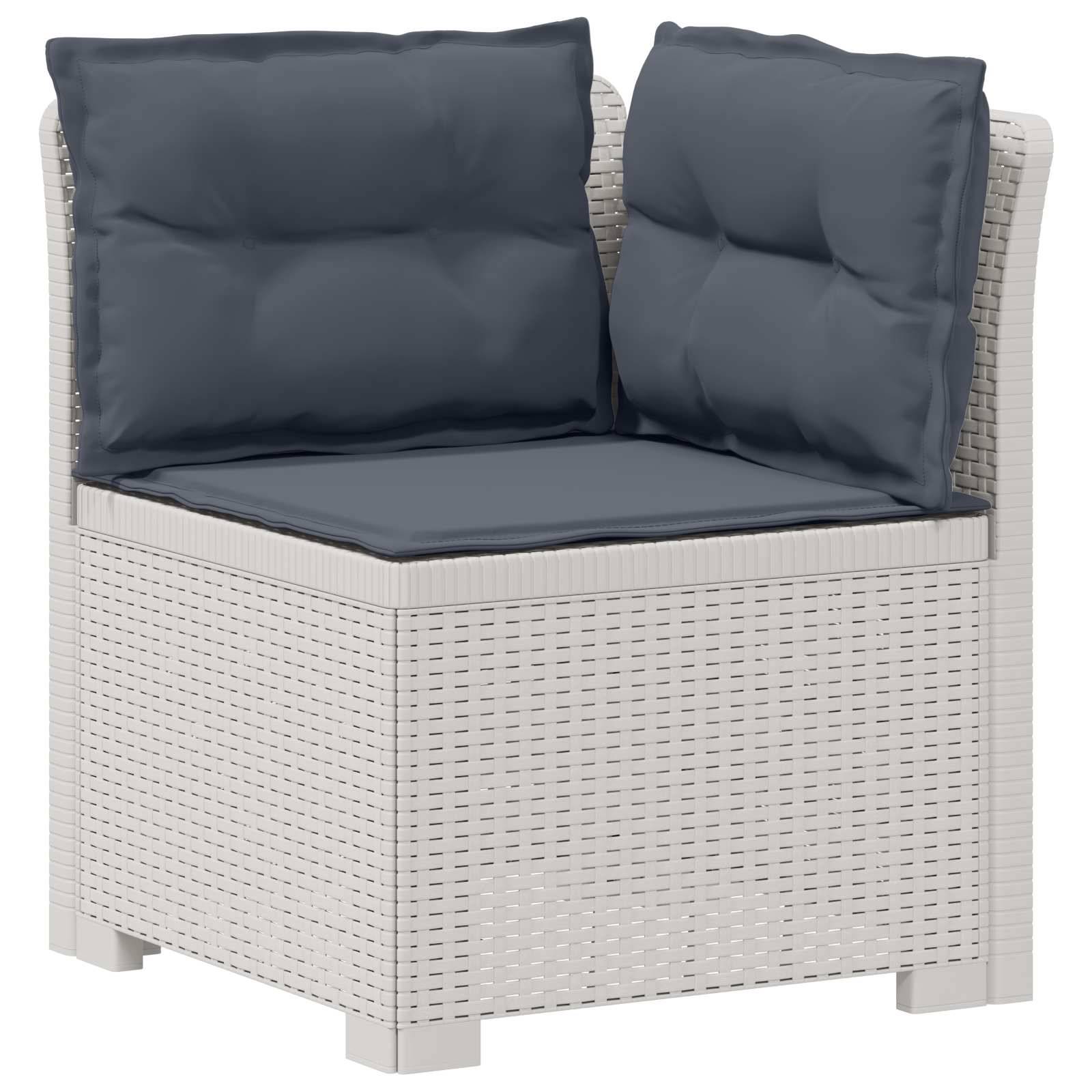 vidaXL 4-Sitzer Garten Sofa mit Kissen Rattan Look PP Weiß