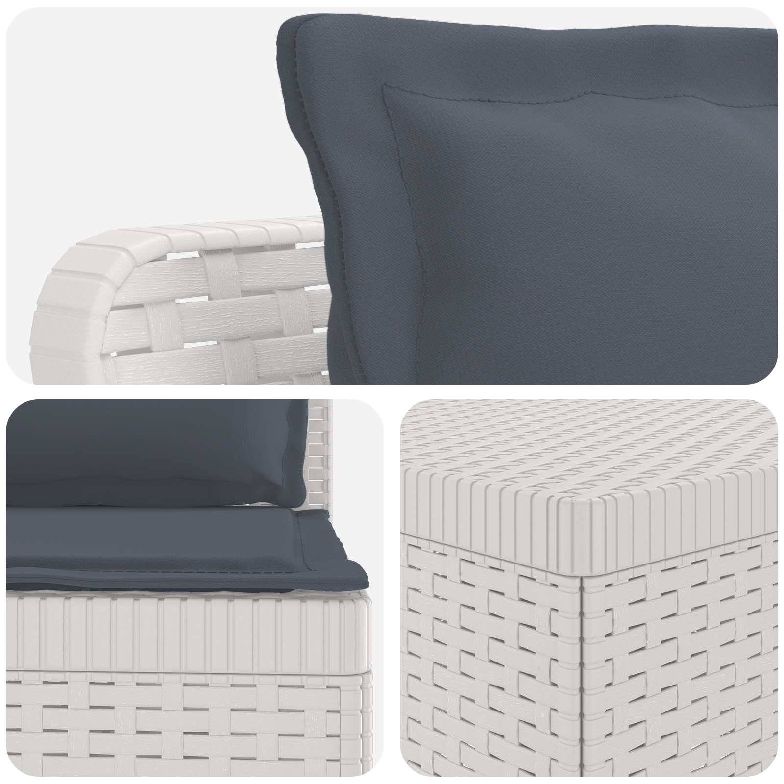 vidaXL 7-Sitzer Gartensofa mit Kissen Rattan-Look PP Weiß