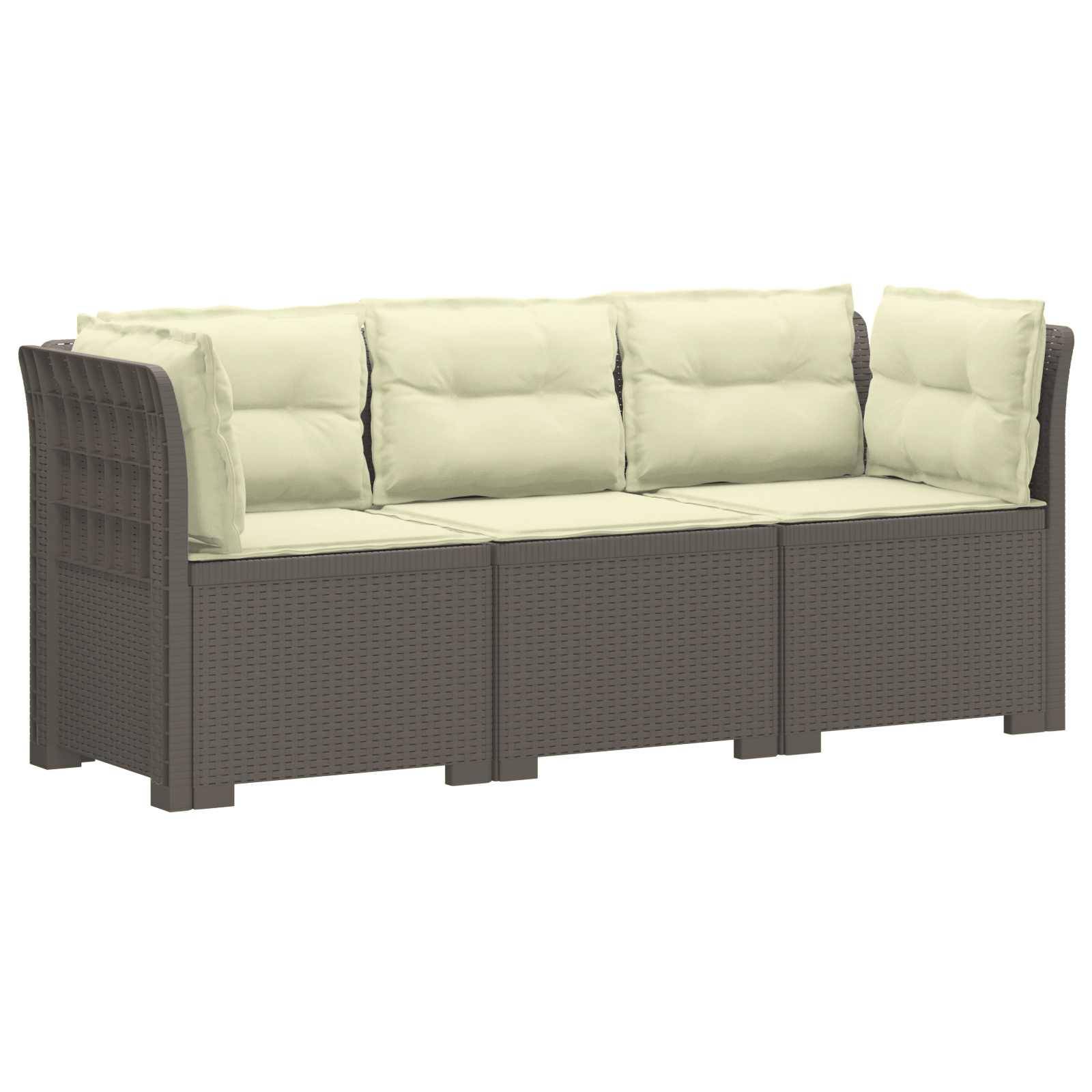 vidaXL 3-Sitzer Garten Sofa mit Kissen Rattan-Look PP Hellgrau