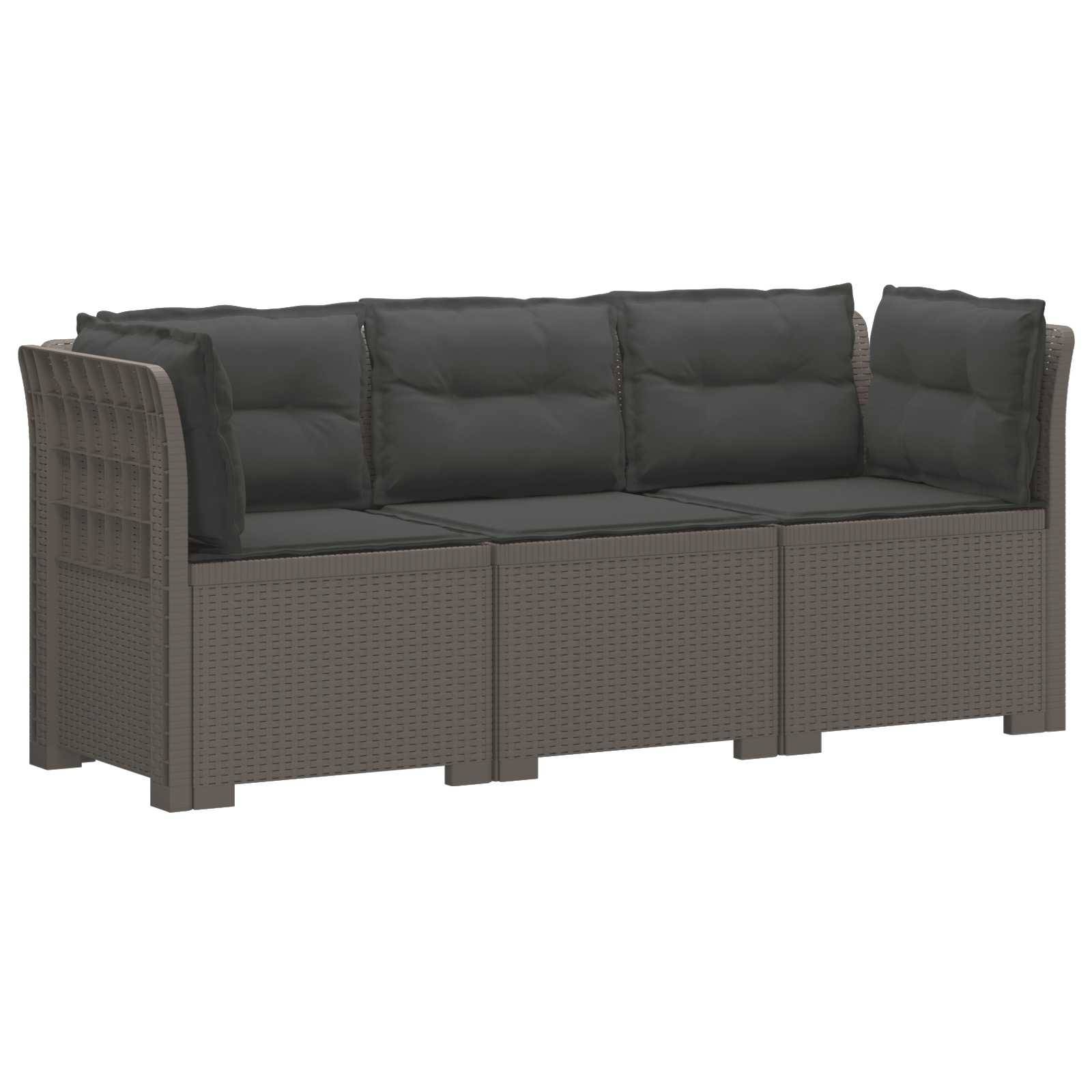 vidaXL 3-Sitzer Garten Sofa mit Kissen Rattan-Look PP Hellgrau