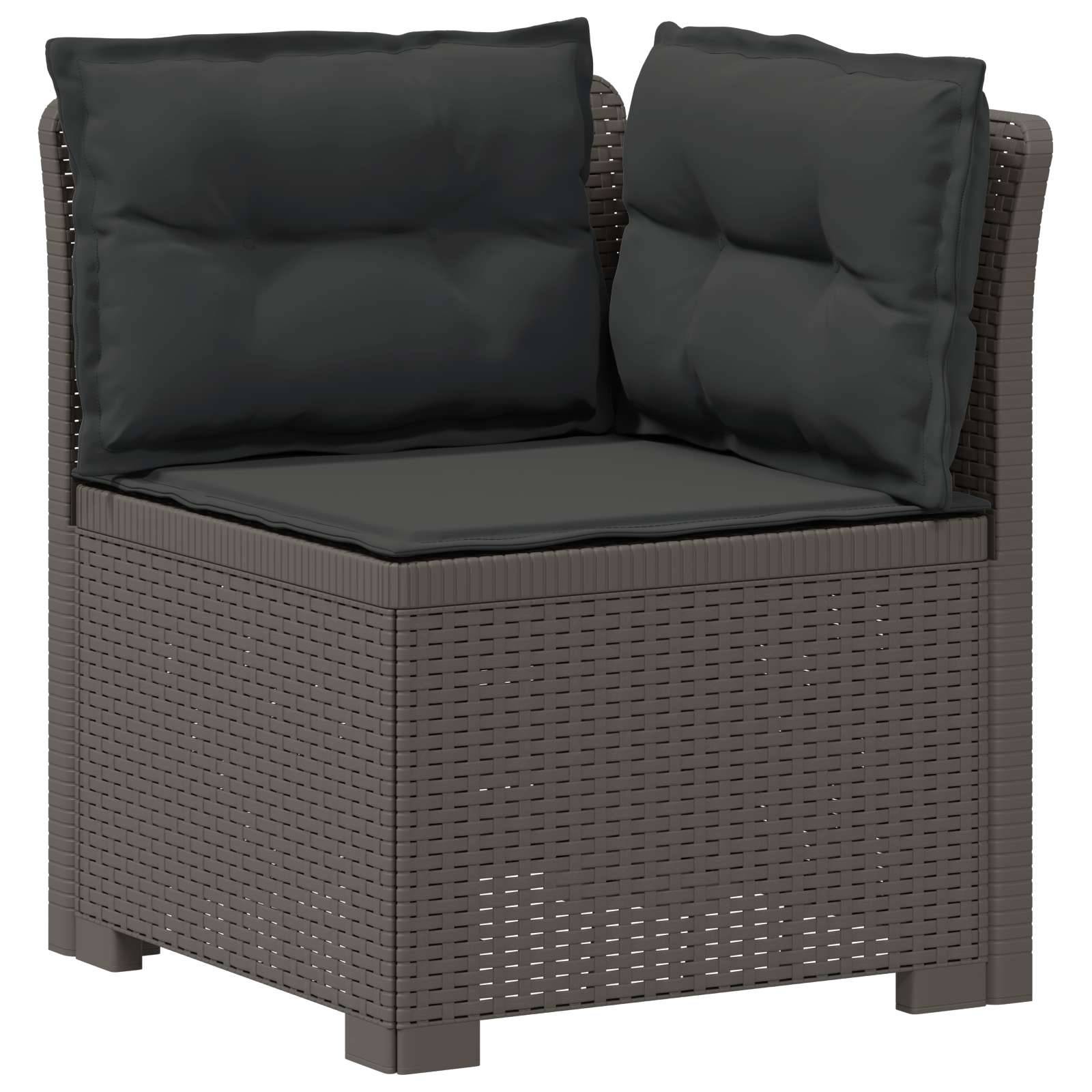 vidaXL 6-Sitzer Garten Sofa mit Kissen Rattan Look PP Hellgrau
