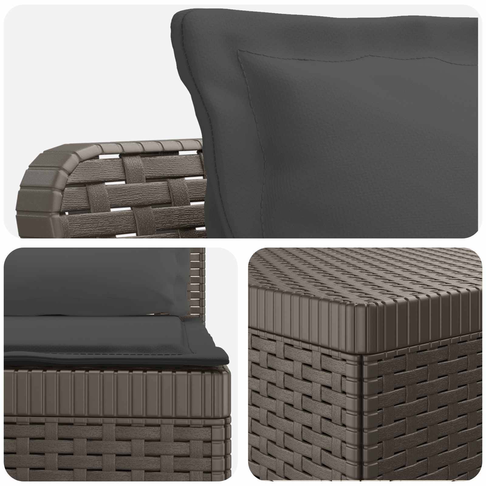 vidaXL 5-Sitzer Gartensofa mit Kissen Rattan-Look PP Hellgrau