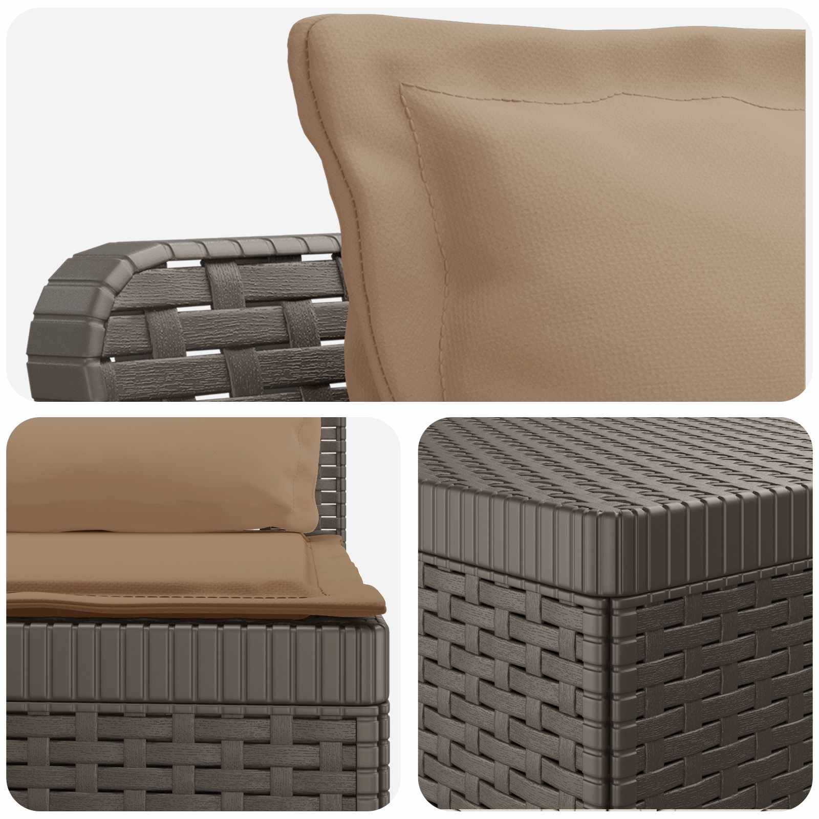 vidaXL 4-Sitzer Gartensofa mit Kissen Rattan-Look PP Hellgrau
