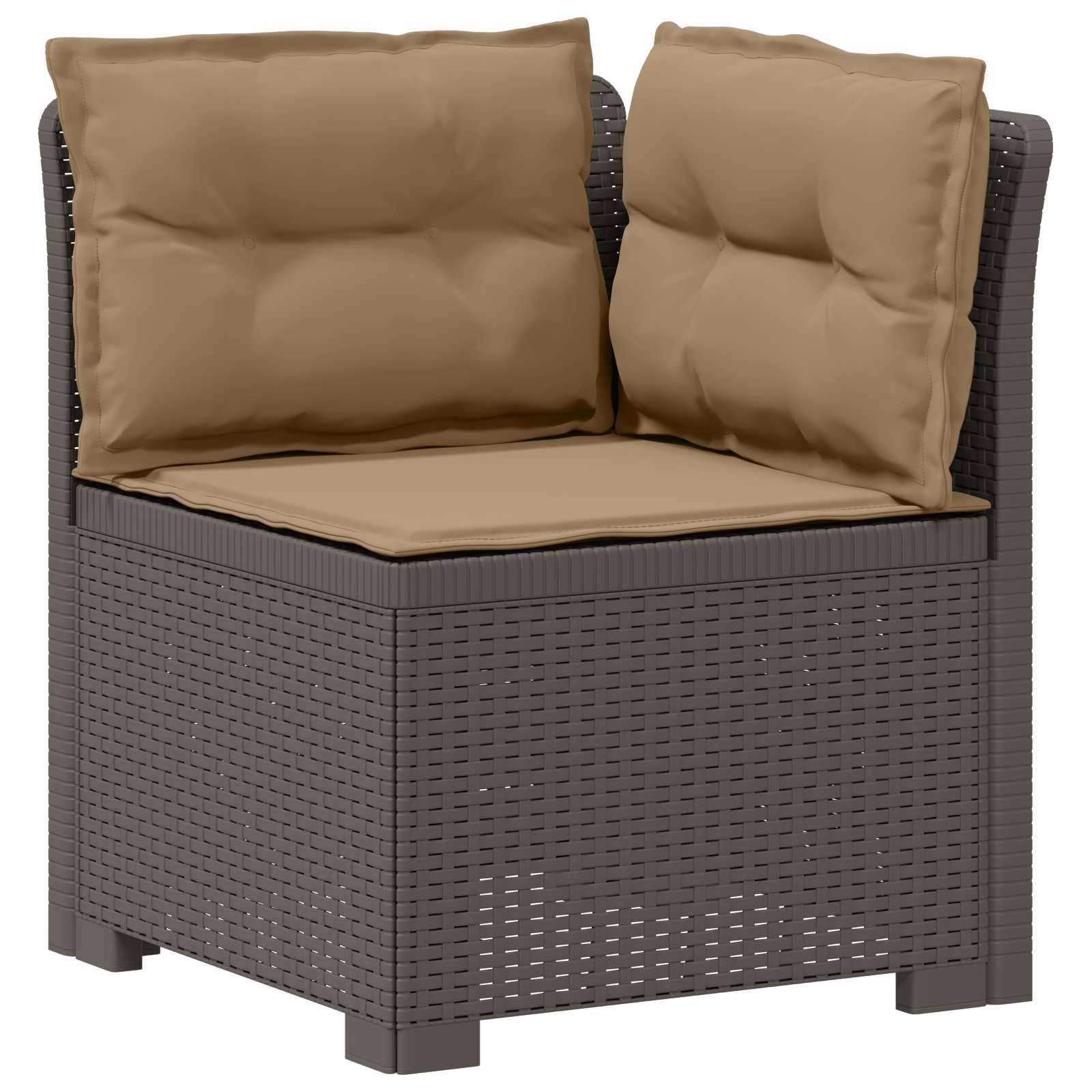 vidaXL 4-Sitzer Gartensofa mit Kissen Rattan-Look PP Hellgrau